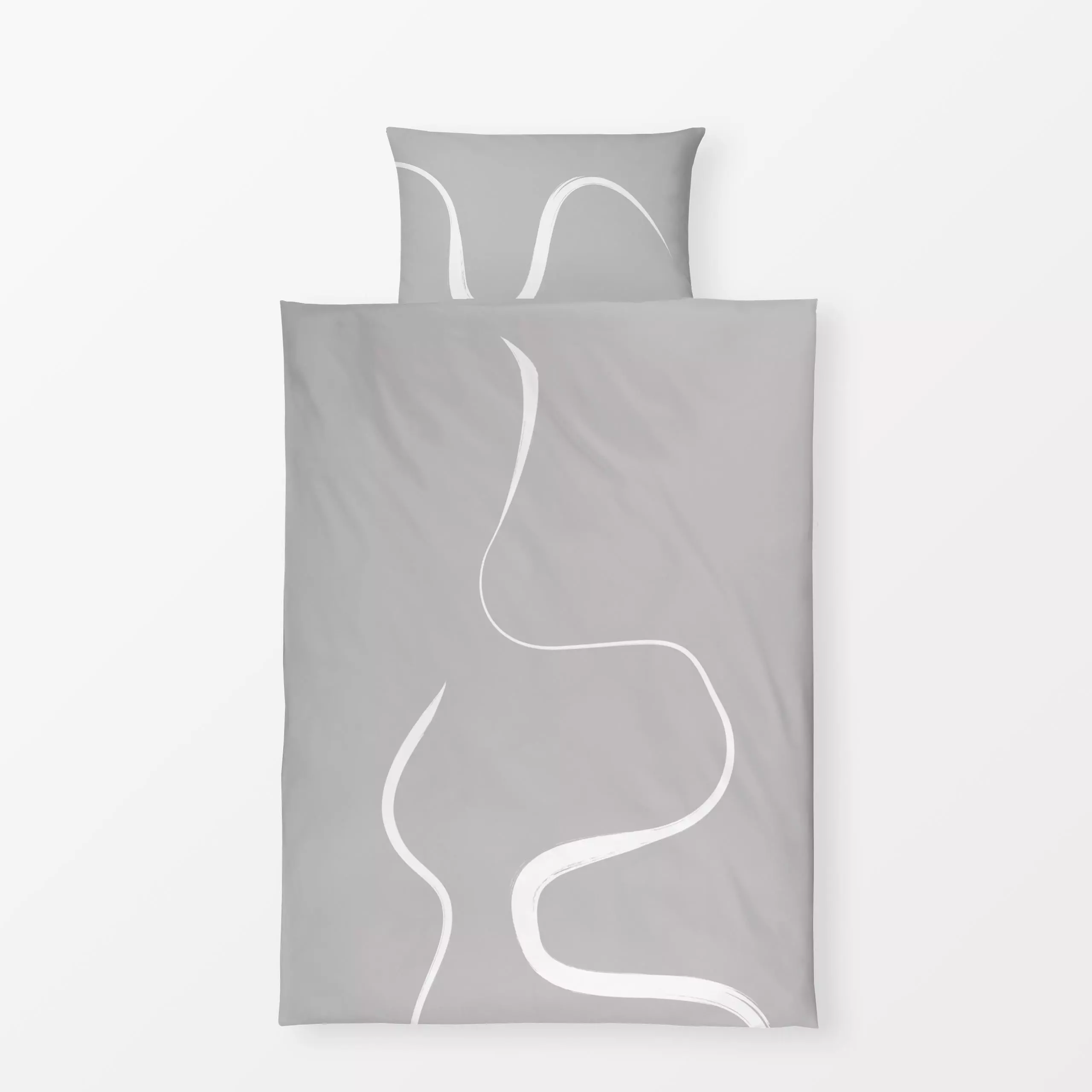 Bettwäsche Ink Strokes 1 Gray Background - Symbole & Muster - von „Nouveau Prints"; Tusche, minimal, Abstrakt, Tinte, Nordis...