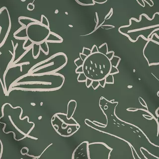 Meterware Fuchs Herbst Green Beige