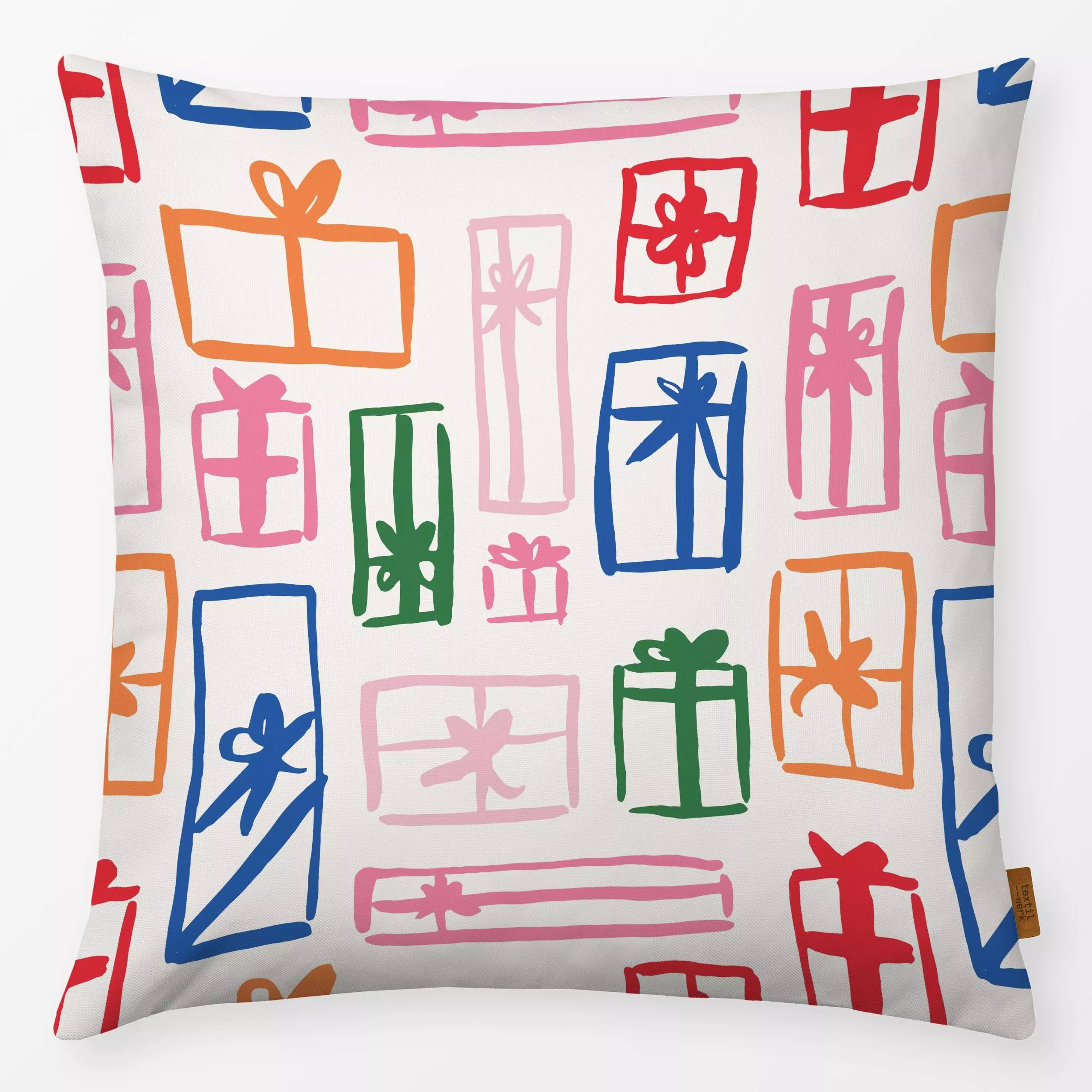 Kissen Allover Gifts bunt - Weihnachten, Anlässe - von „Kruth Design"; bunt, Geschenk, Weihnachtsdeko, winterdeko, geschenki...