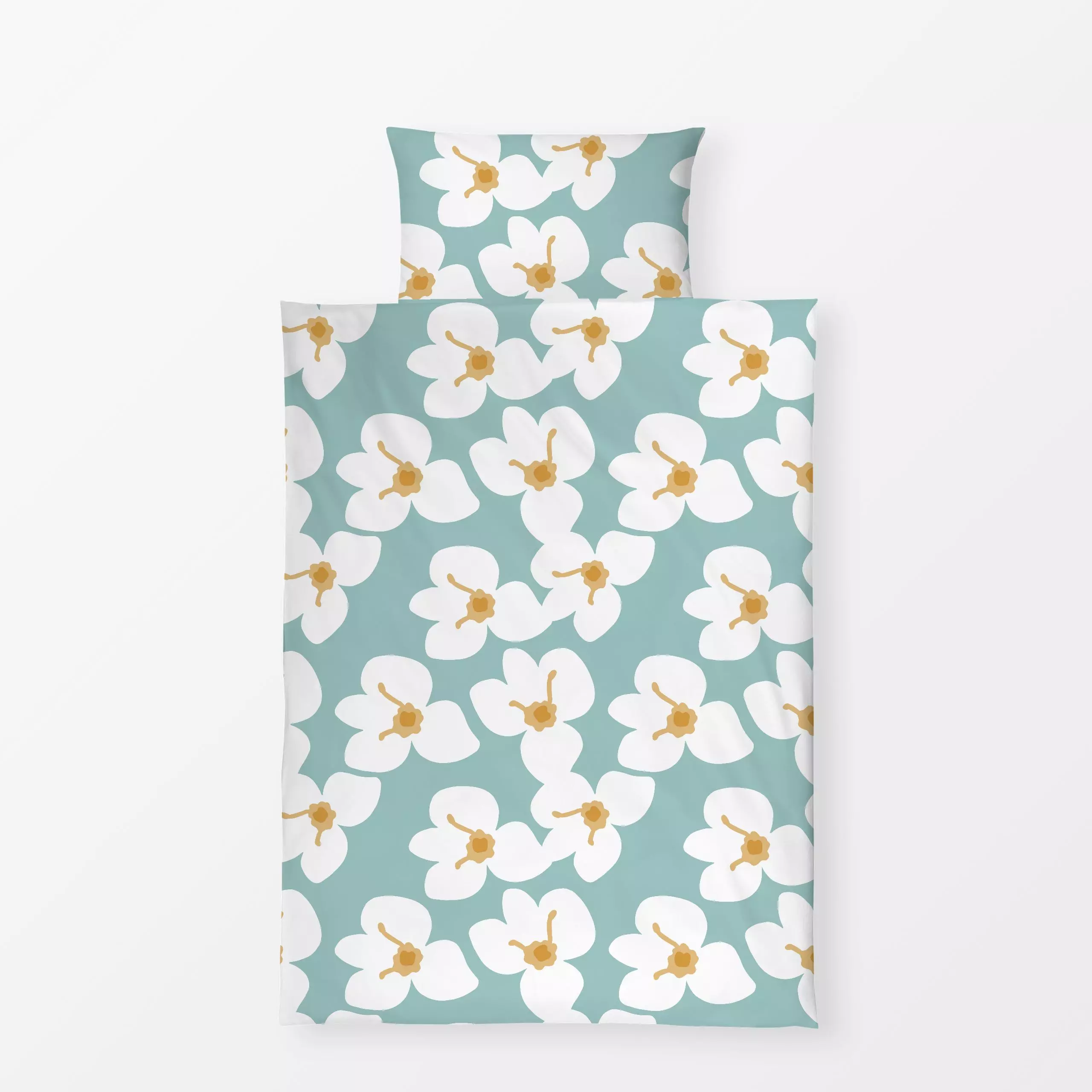 Bettwäsche Große Blumenmuster – Türkis - Blumen & Florales, Frühling, Symbole & Muster - von „Sara Maria"; skandinavisch, Bl...