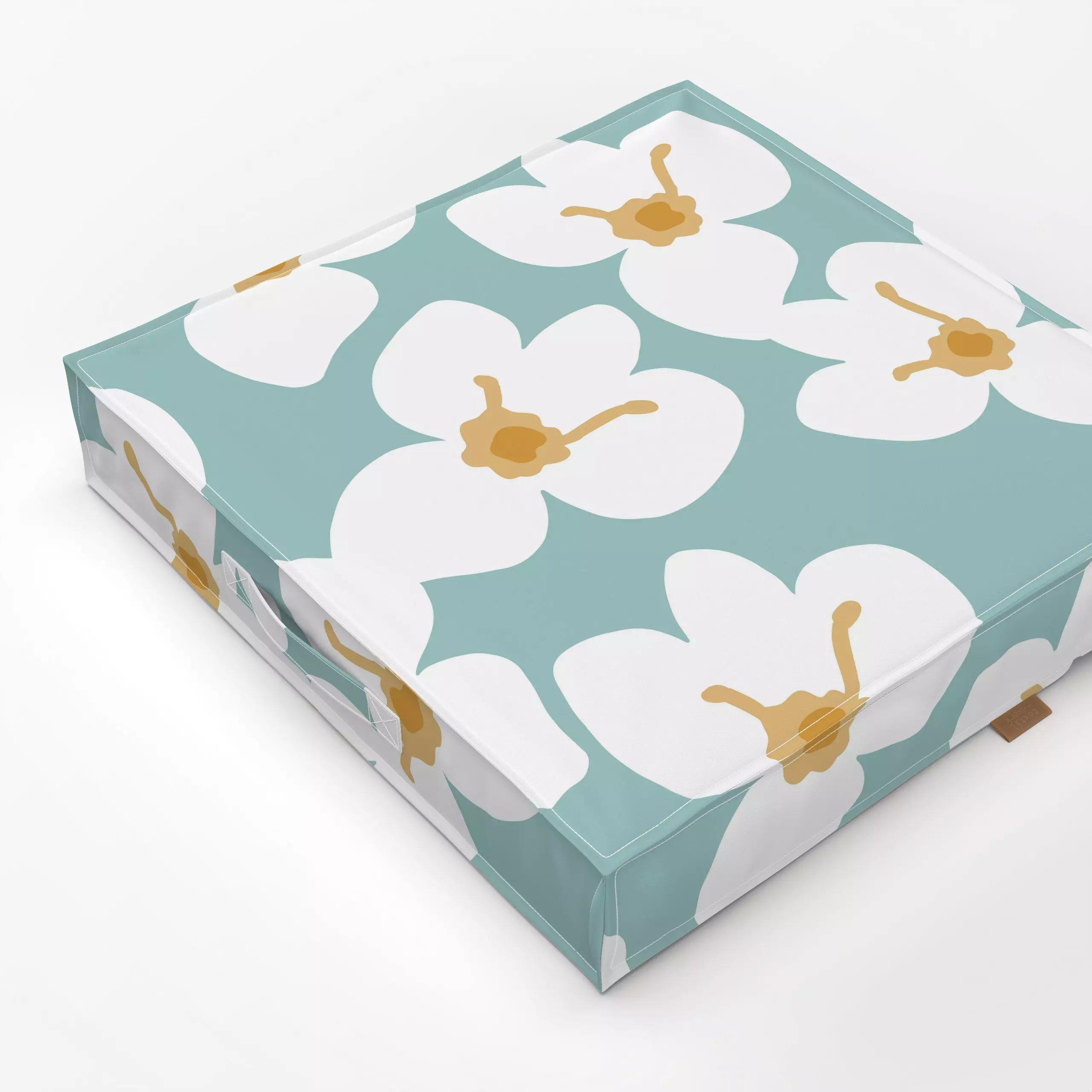 Bodenkissen Große Blumenmuster – Türkis - Blumen & Florales, Frühling, Symbole & Muster - von „Sara Maria“; skandinavisch, B...