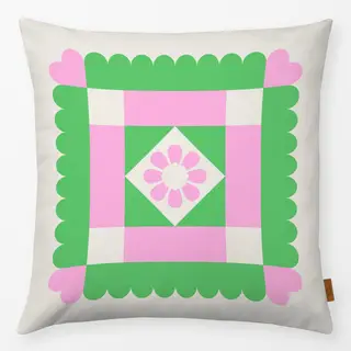 Kissen Flower in the Square grün-rosa