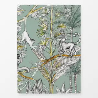 Geschirrtücher Affen Dschungel light green