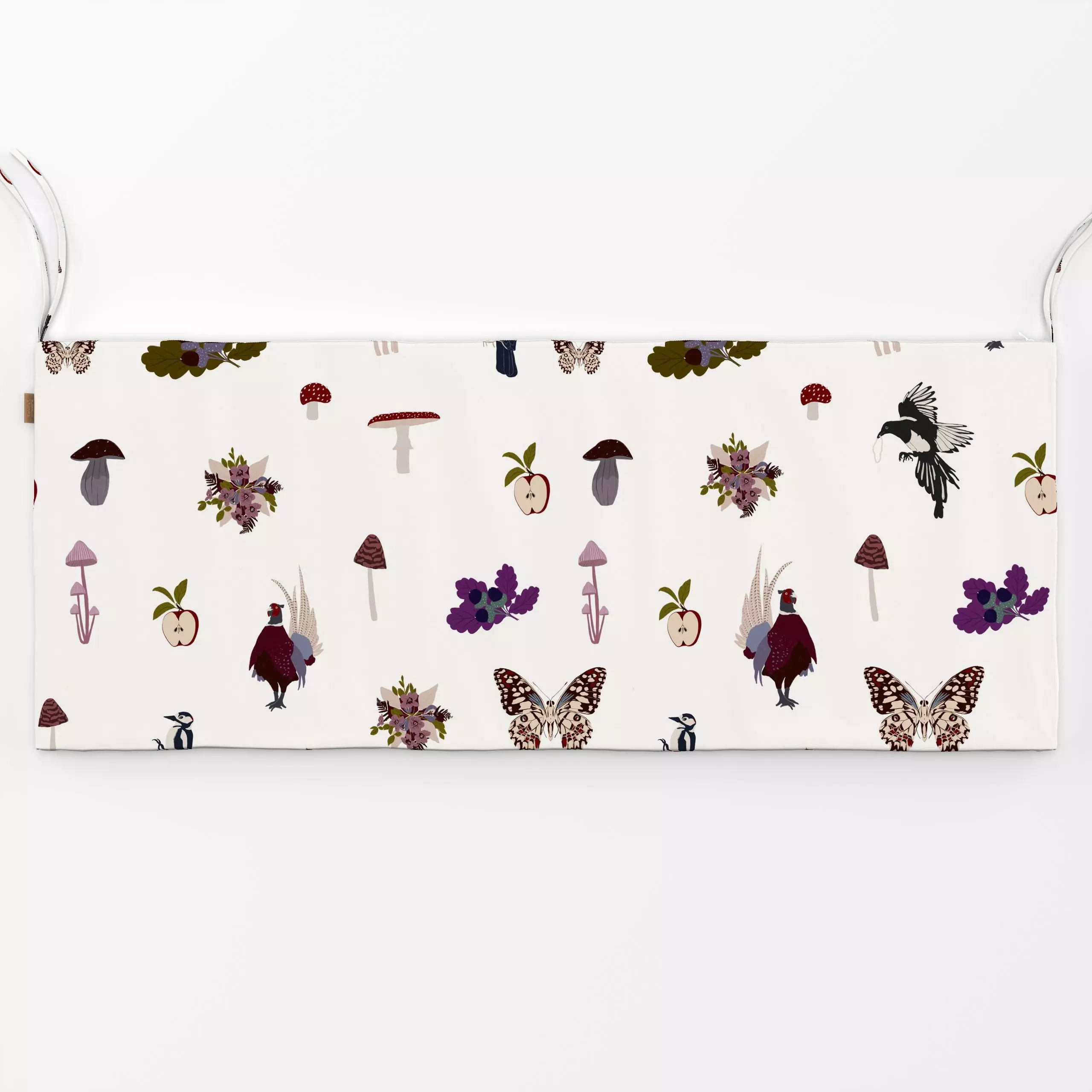 Bankauflage Herbst Pattern Beige - Herbst - von „Sophie Augustin Illustration"; Illustration, Vogel, Schmetterling, Herbst, ...