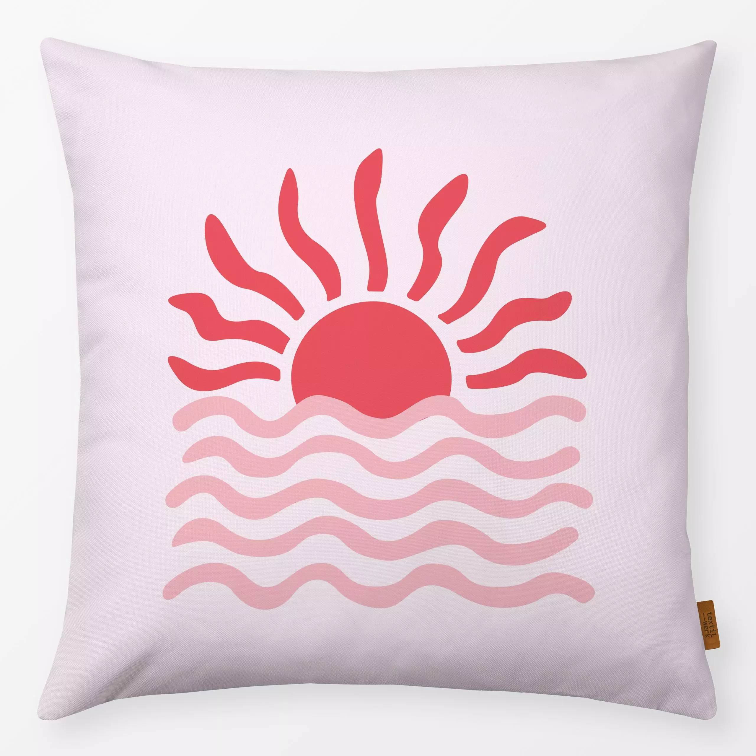 Kissen Sol y Mar rojo - Natur & Landschaft, Sommer - von „Karen Menzenbach"; abstrakt, rosa, Meer, Sonne, grafisch, Urlaub, ...
