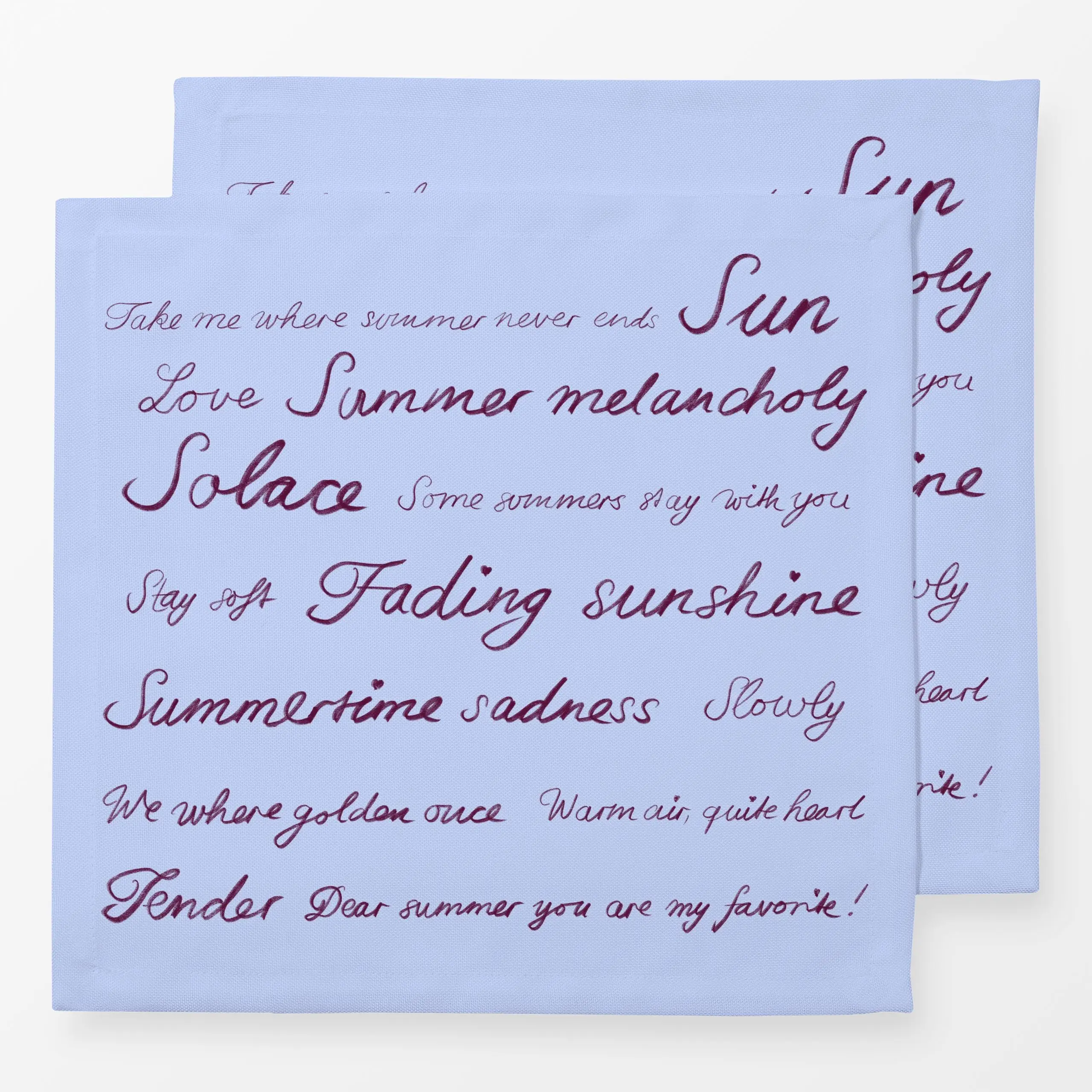 Servietten Typo Englisch Blau - Sommer, Sprüche & Schriftzüge - von „Sophie Augustin Illustration"; Sommer, summer, Handschr...