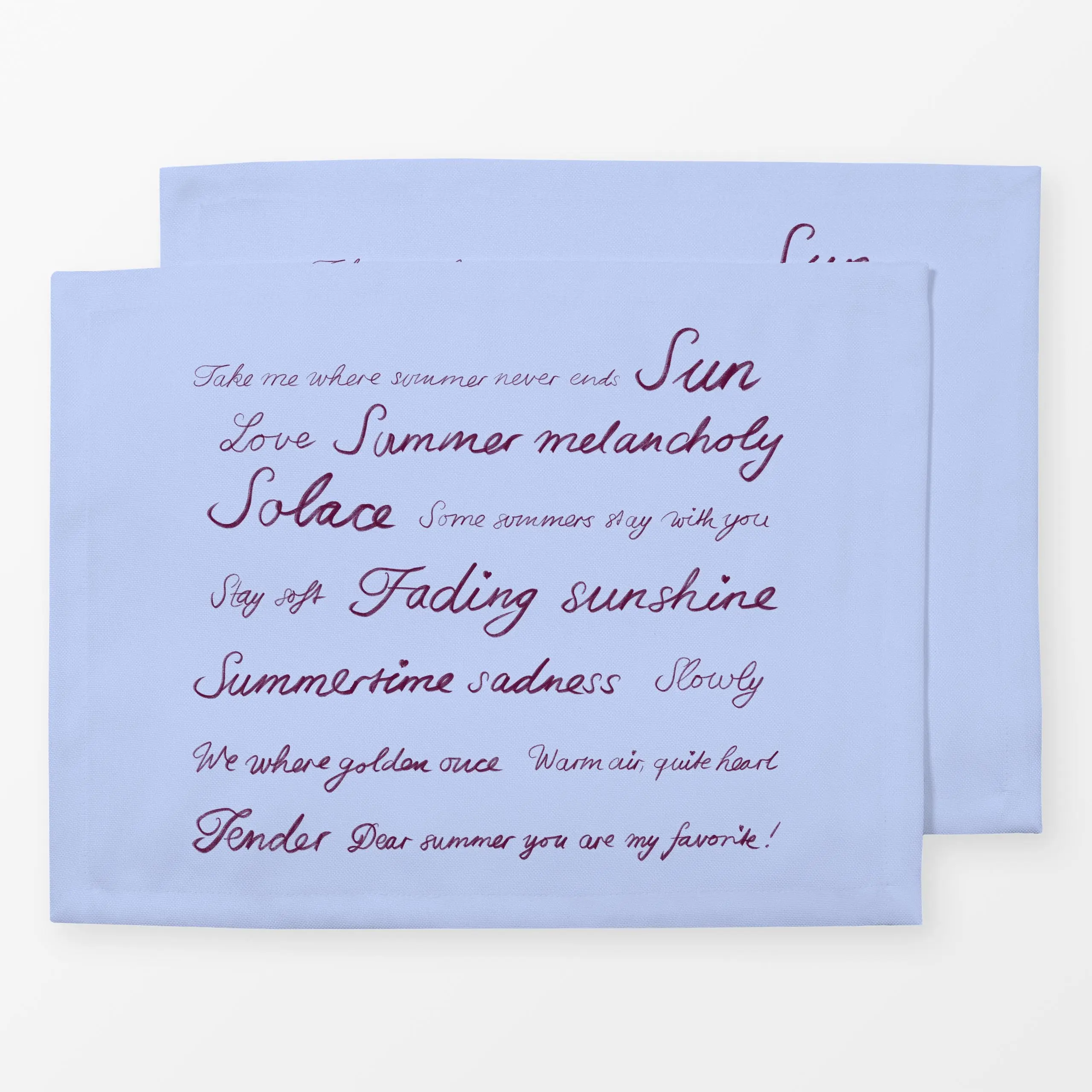 Tischset Typo Englisch Blau, Spruch, Sommer, von Sophie Augustin Illustration