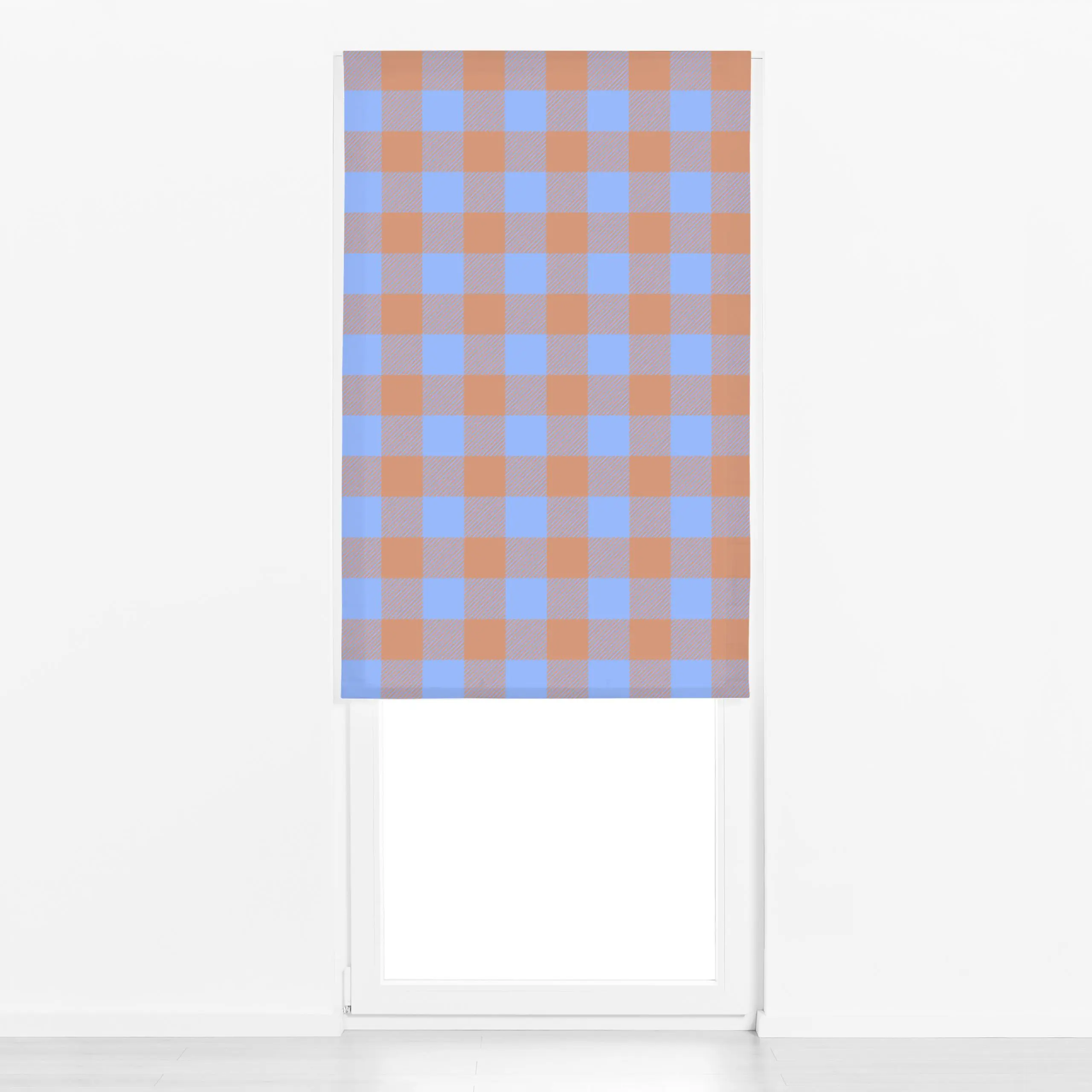 Raffrollo Big Modern Gingham Ocker - Symbole & Muster - von „Studio ROSAGRAU"; Muster, Orange, Karo, Herbst, ocker, hellblau...