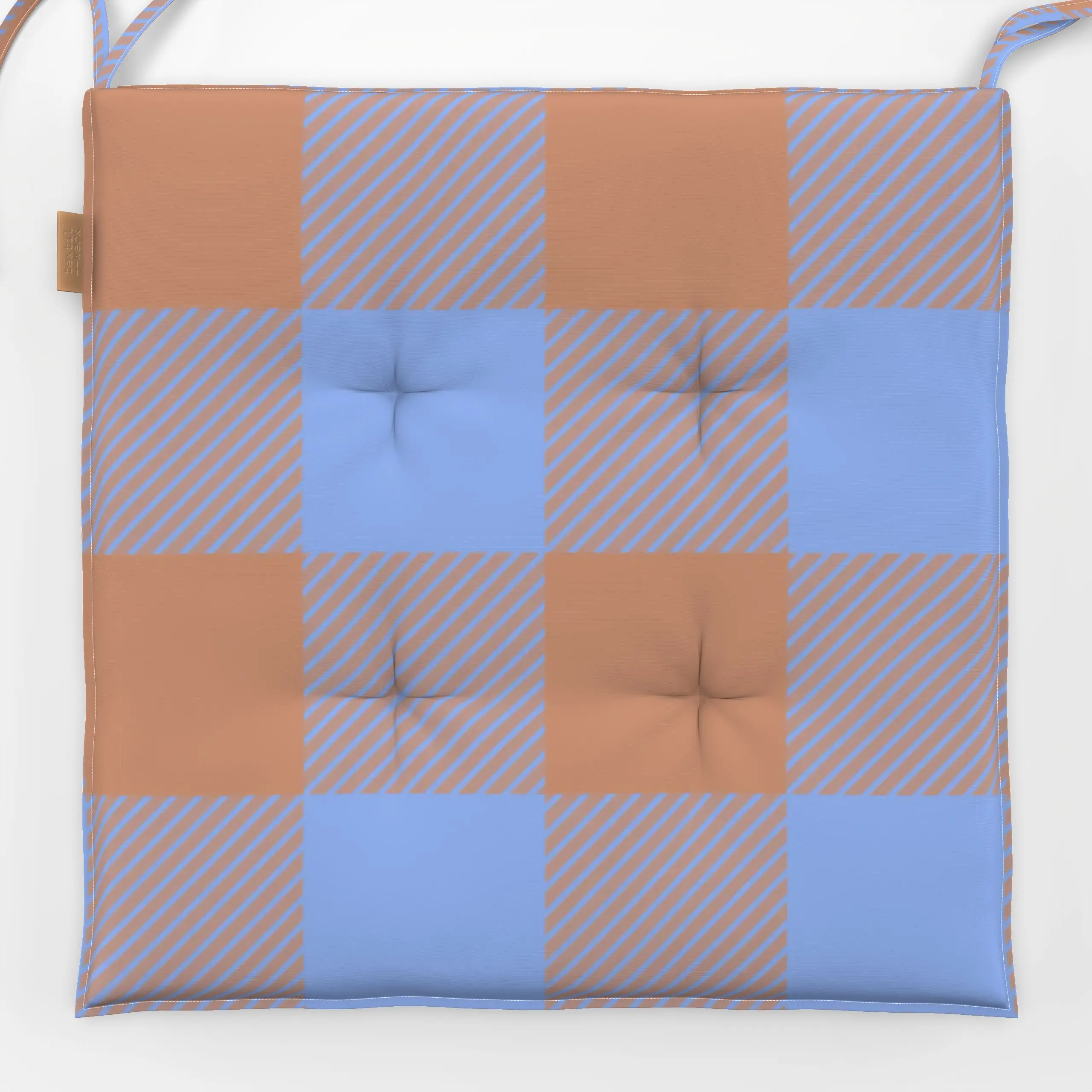 Sitzkissen Big Modern Gingham Ocker - Symbole & Muster - von „Studio ROSAGRAU"; Muster, Orange, Karo, Herbst, ocker, hellbla...