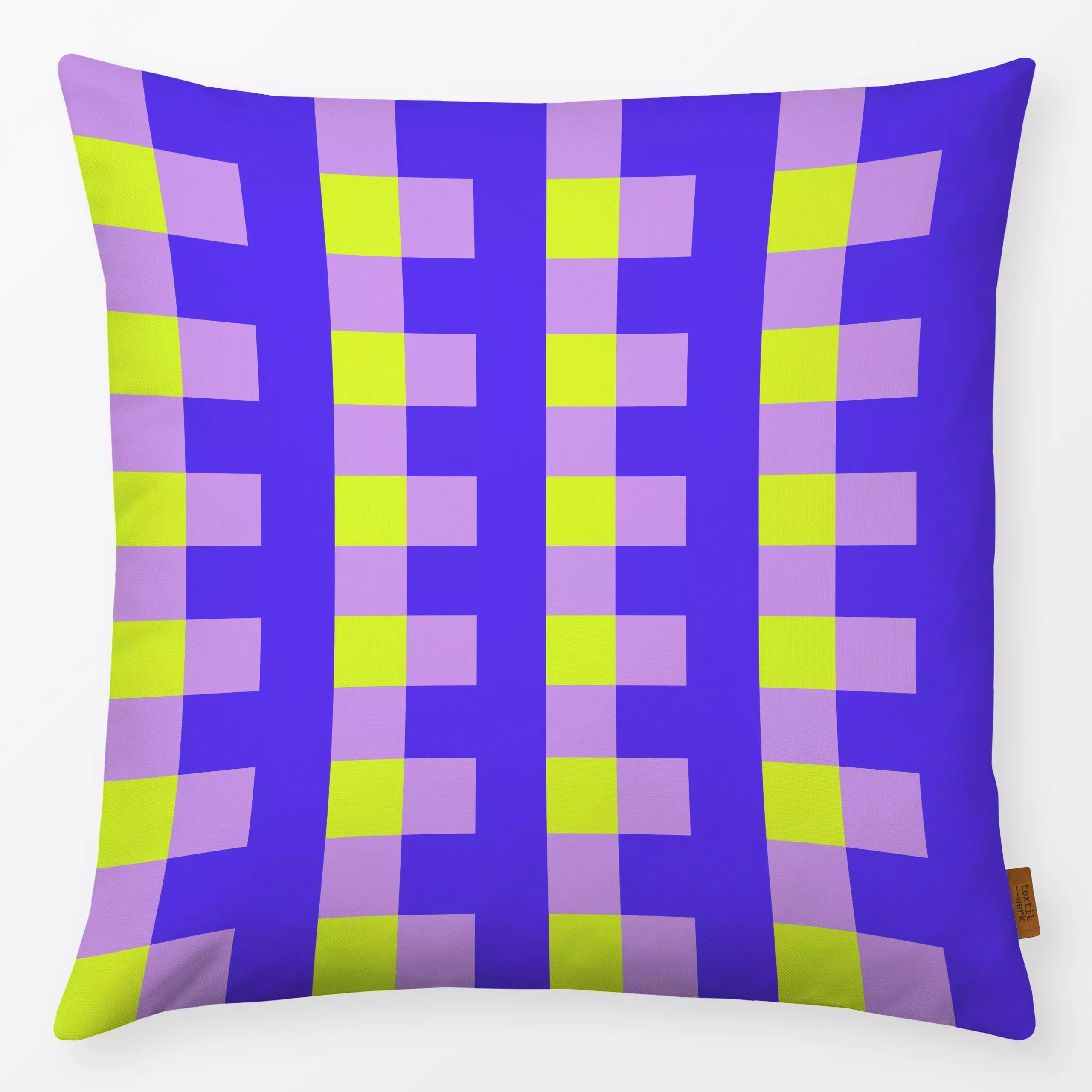 Kissen Fun Pixels - Symbole & Muster - von „Julia Schumacher"; Streifen, gelb, frisch, Karos, kariert, fun, gestreift, pixel...