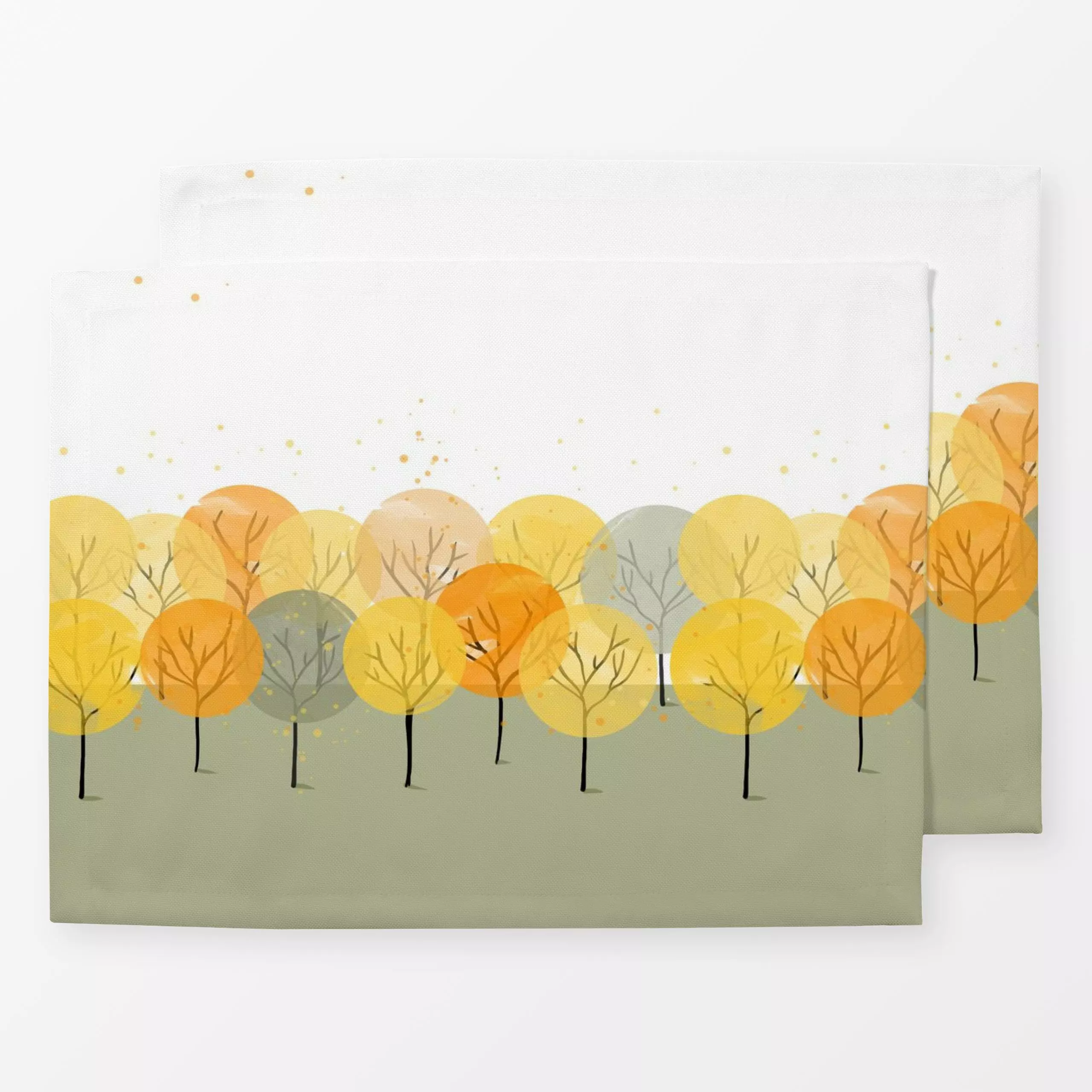 Tischset Leuchtender Herbstwald - Herbst - von „Julia Reyelt"; boho, Bäume, Wald, verspielt, Herbst, herbstlich, farbenfroh,...
