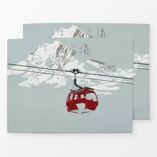 Tischset Berg Seilbahn graublau