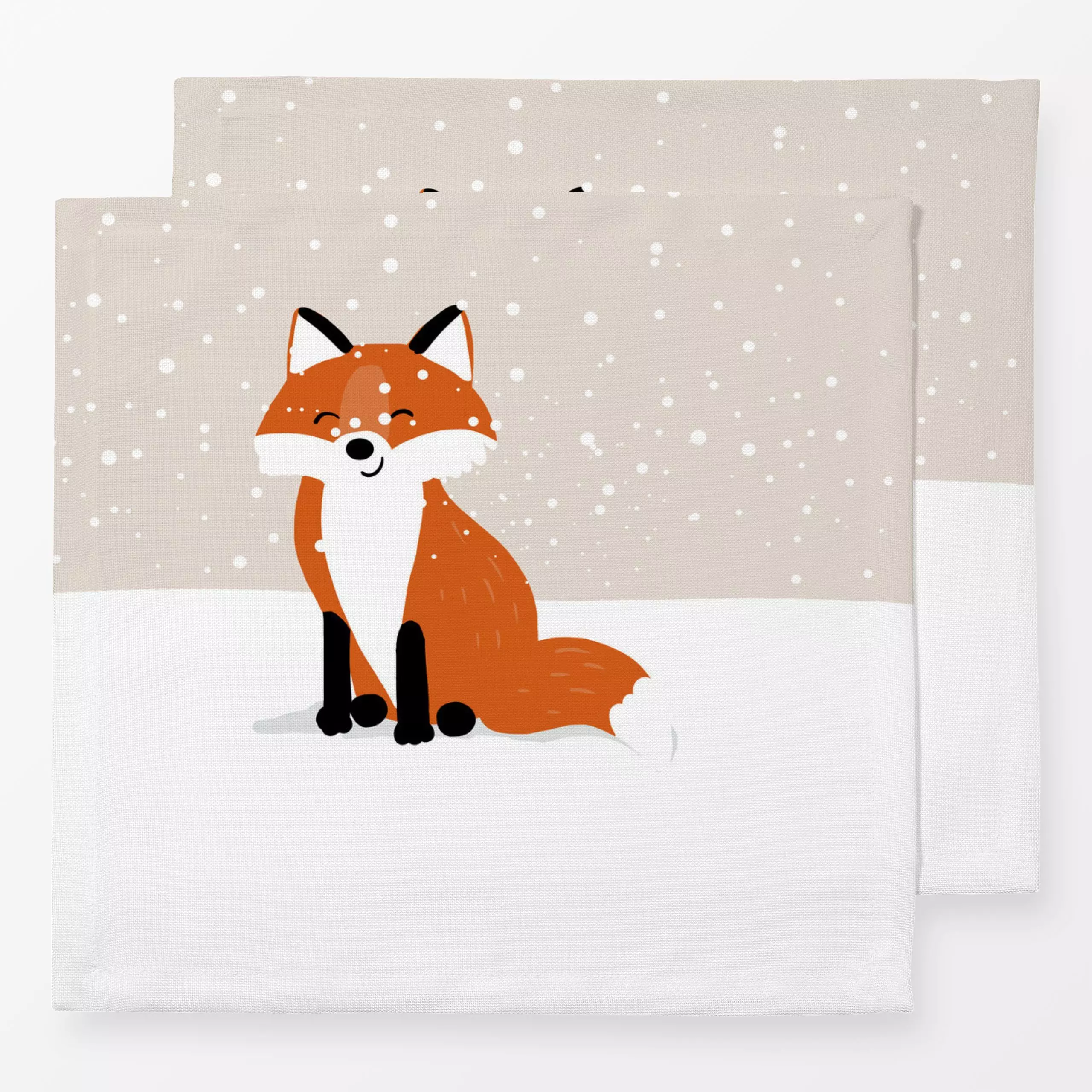 Servietten Fuchsfreude - Kinderzimmer & Motive für Kinder, Tiere, Winter - von „Julia Reyelt"; Natur, Fuchs, Schneeflocken, ...