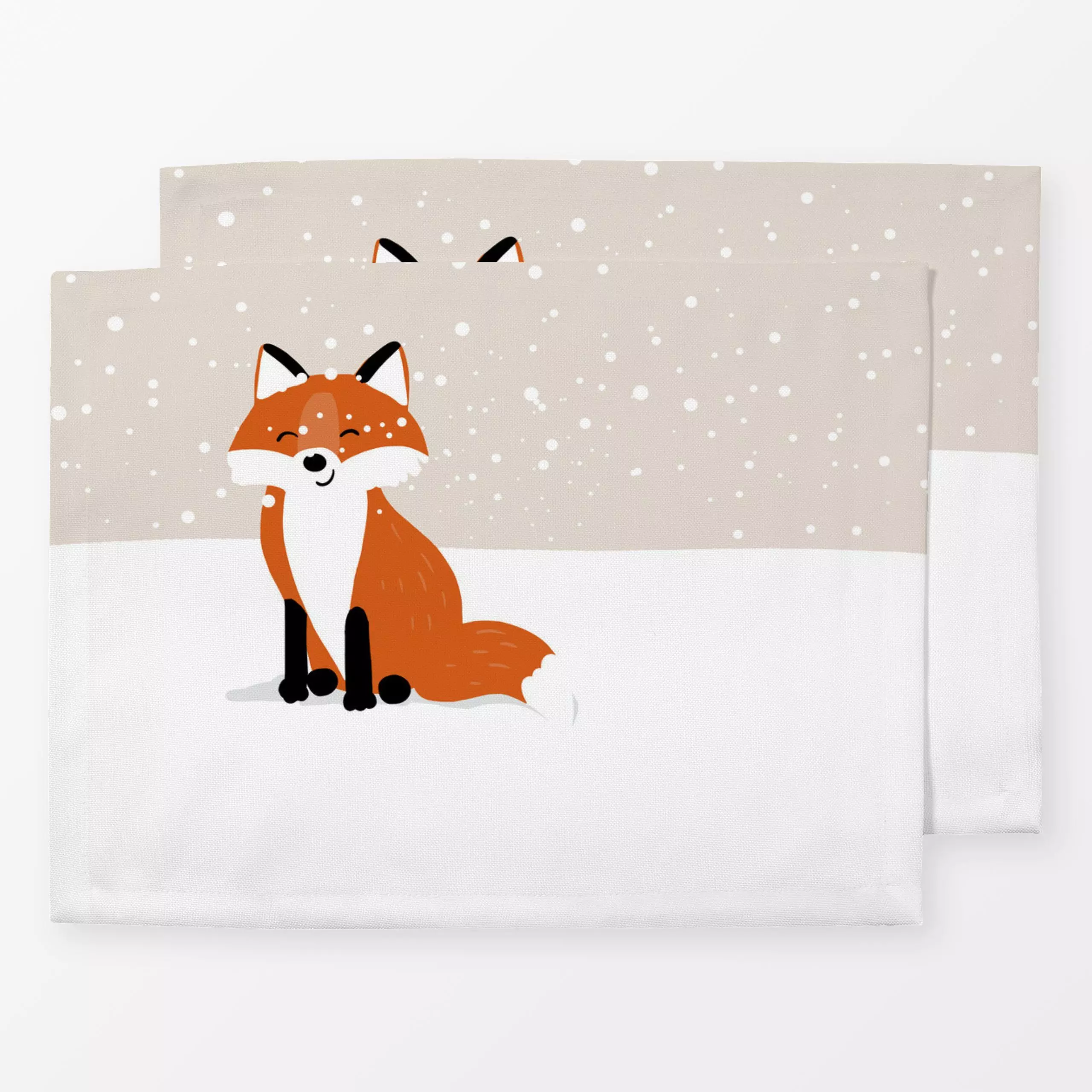 Tischset Fuchsfreude - Kinderzimmer & Motive für Kinder, Tiere, Winter - von „Julia Reyelt"; Natur, Fuchs, Schneeflocken, We...