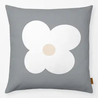 Kissen Butterblüme Weiß Auf Grau