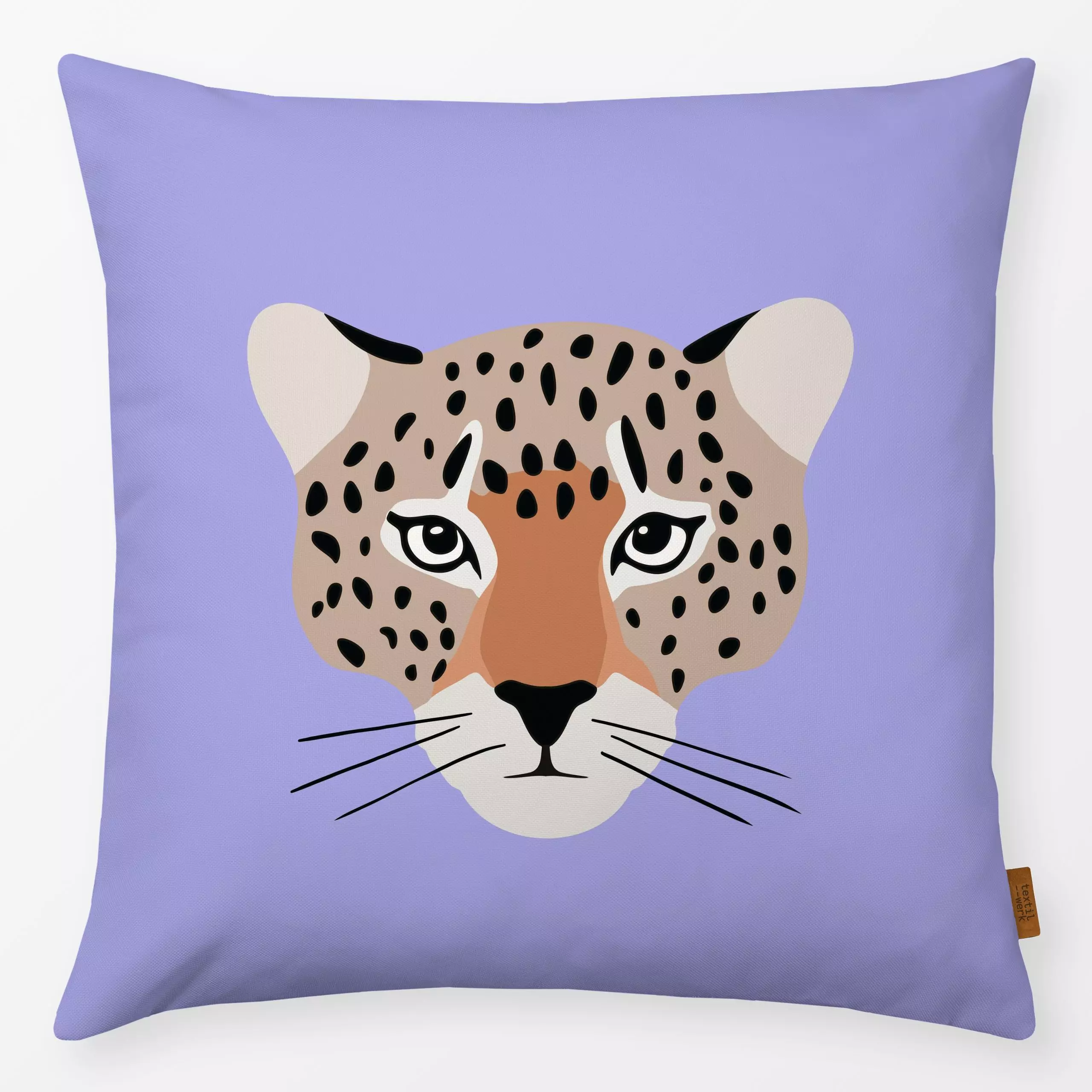 Kissen Leo Kopf Lavender - Kinderzimmer & Motive für Kinder, Tiere - von „Studio Kesse"