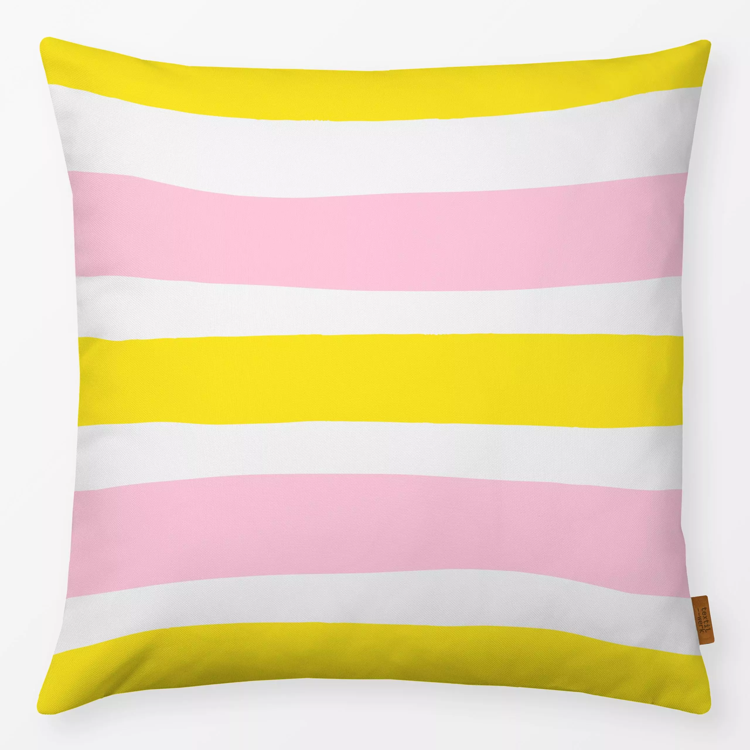 Kissen Summer Stripes 2 - Symbole & Muster - von „Studio Memb"; Streifen, rosa, bunt, gelb, gestreift, Blockstreifen