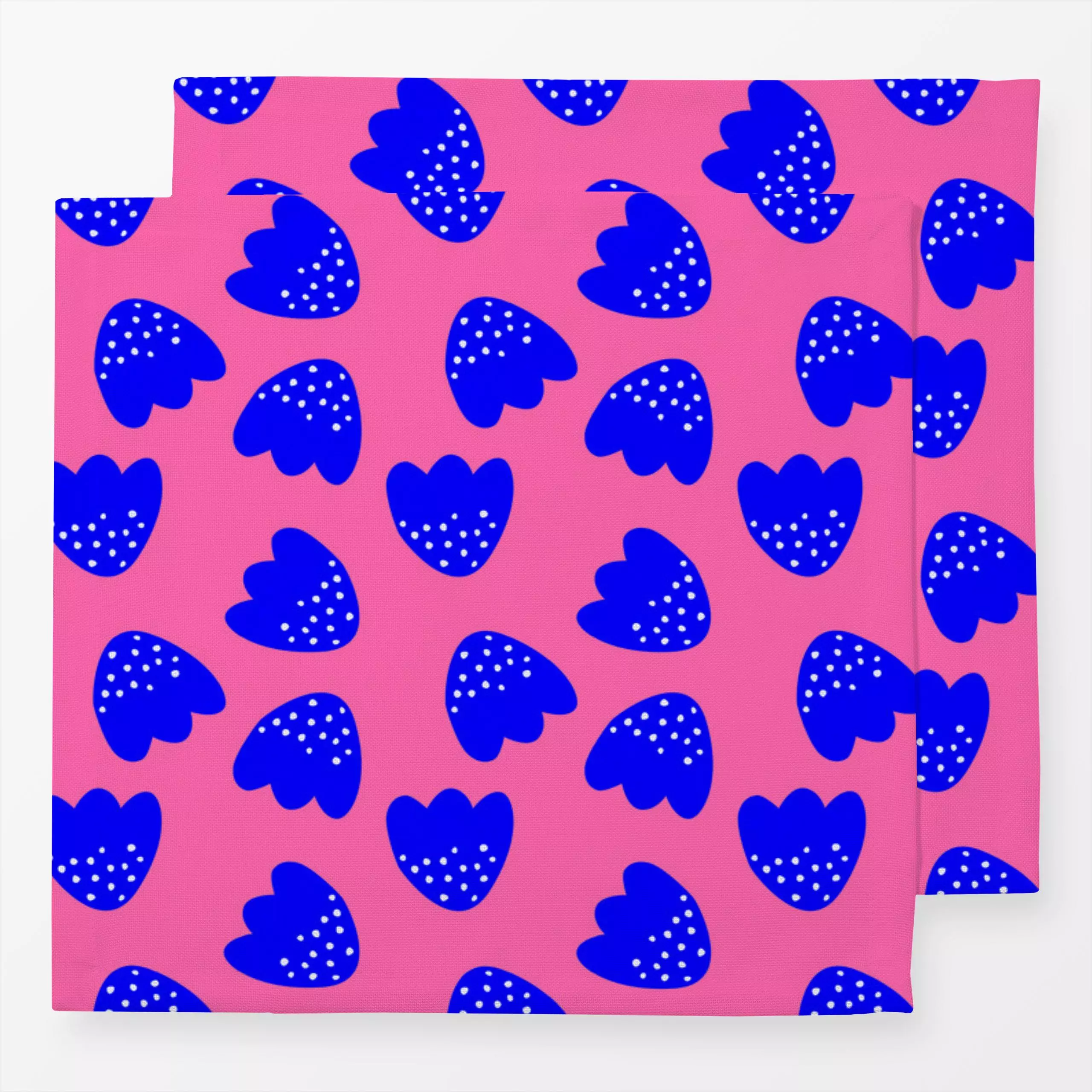Servietten Blüte gepunktet - Natur & Landschaft, Sommer - von „Kerstin Ax"; Punkte, rosa, Blumen, Blüten, blau, gepunktet