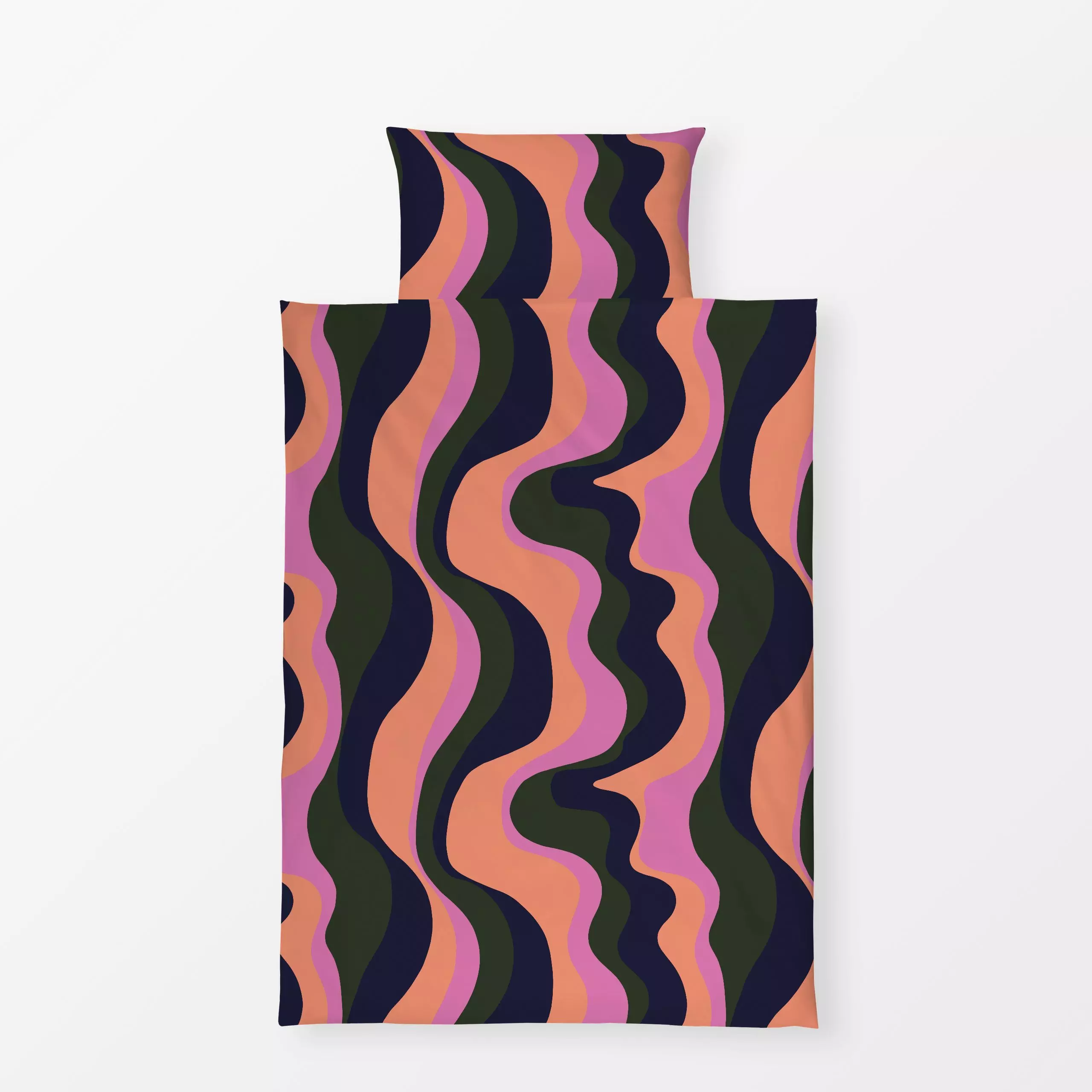 Bettwäsche Groovy Waves - Herbst, Symbole & Muster - von „Julia Schumacher"; Retro, wellen, vintage, juliaschumacher, waves,...