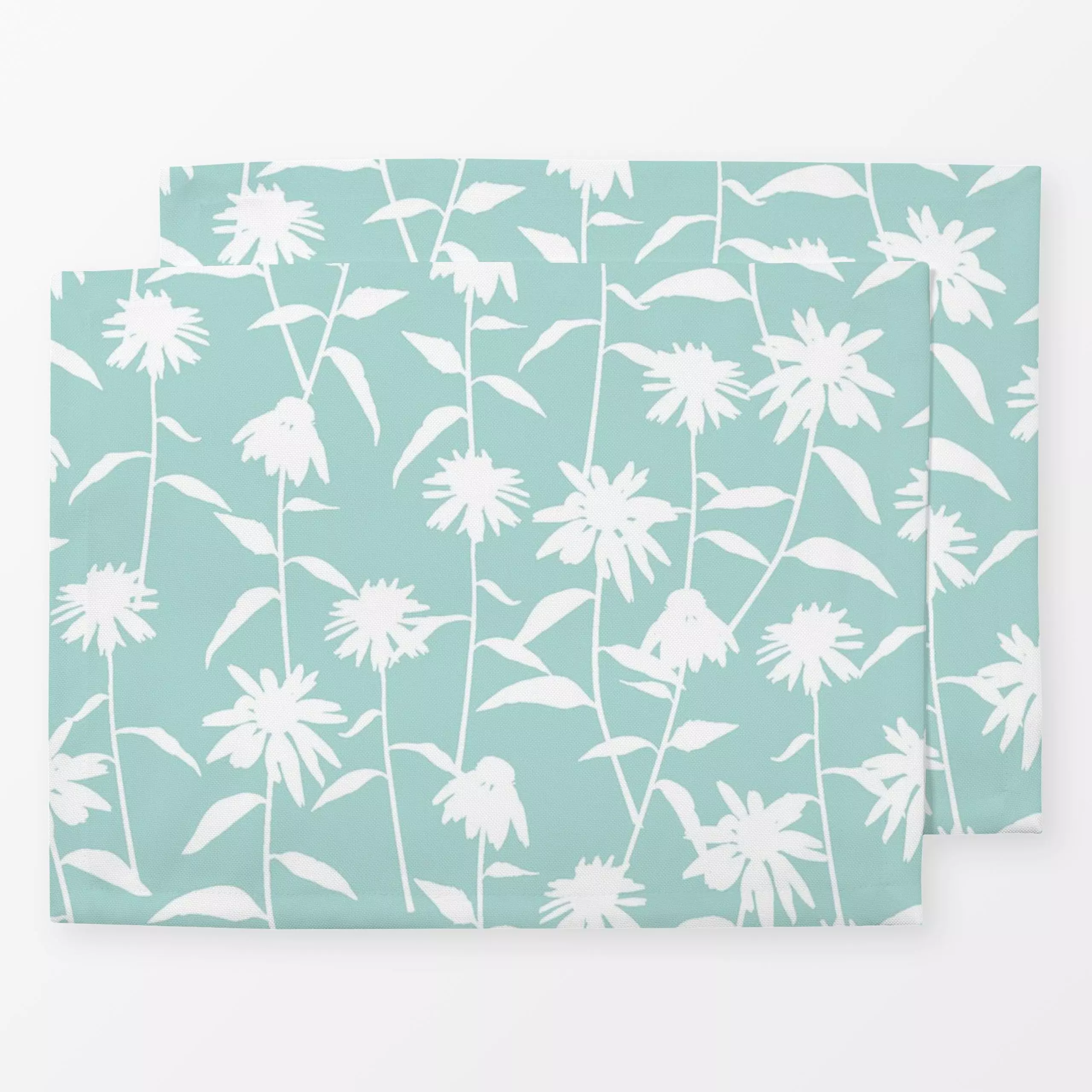 Tischset Wildblumen türkis - Blumen & Florales, Frühling - von „duundich"; floral, florale, springtime, springflowers