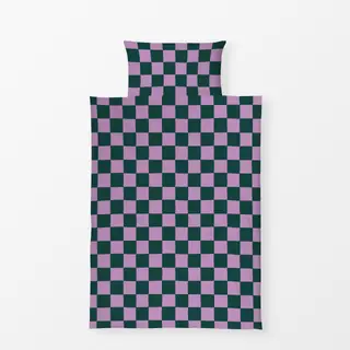 Bettwäsche Schachbrett grün flieder