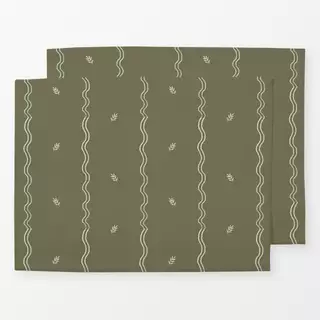 Tischset Little leaves grün