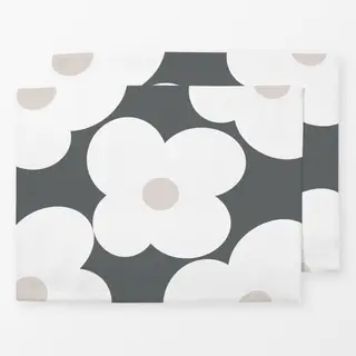 Tischset Butterblümchen Weiß Auf Grau