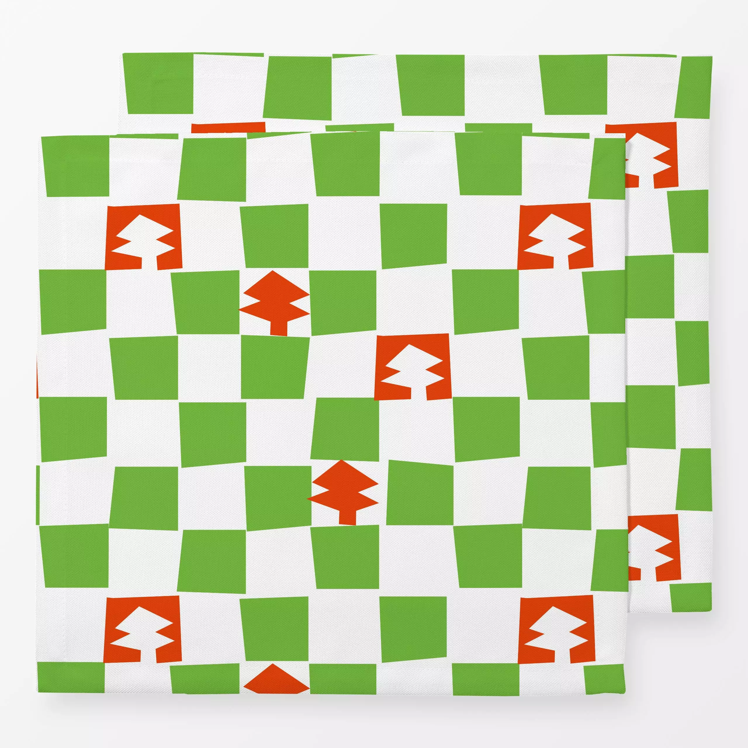 Servietten Christmas Tree Checker - Natur & Landschaft, Weihnachten, Symbole & Muster - von „Lisa Jasmin Bauer"; Tanne, Tann...