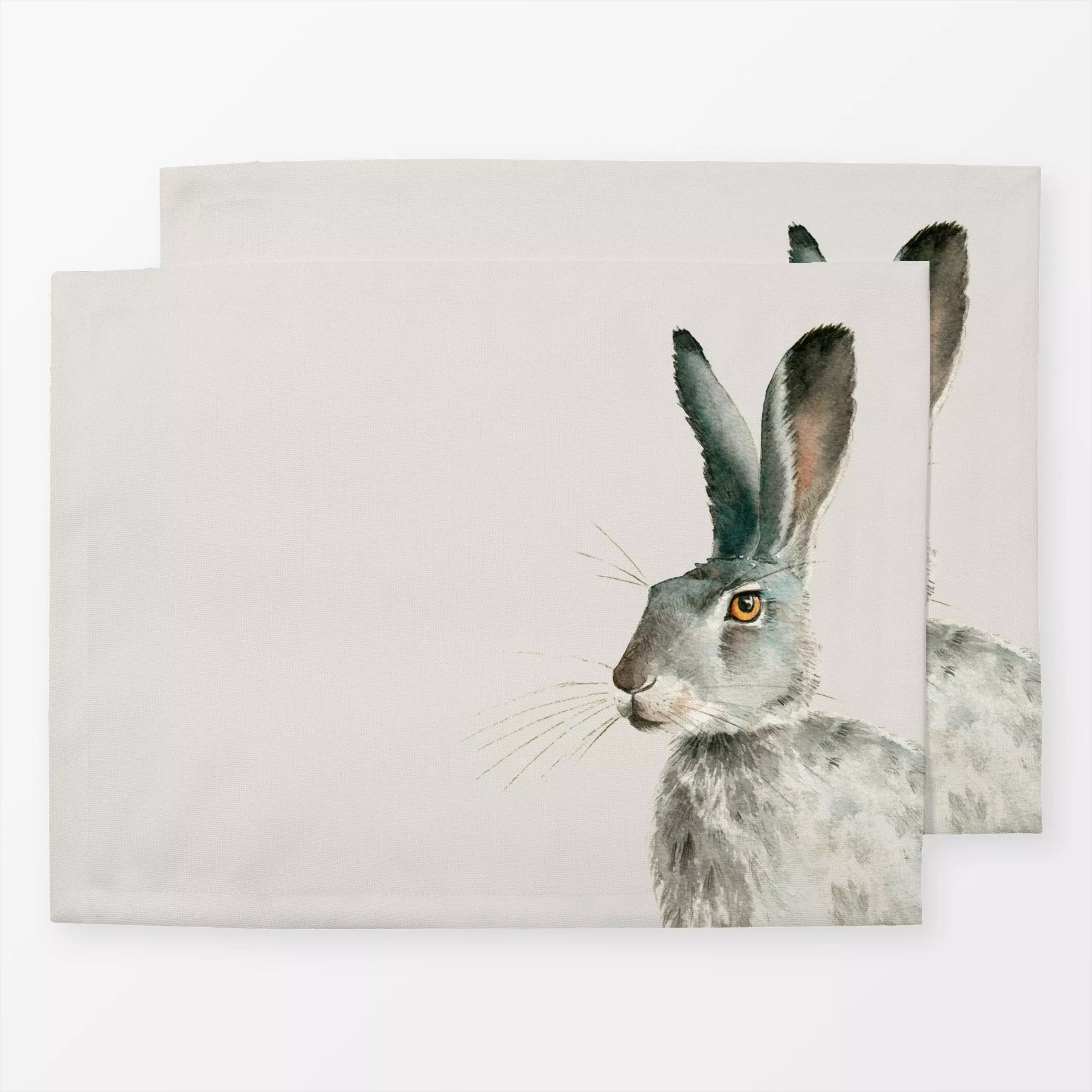 Tischset Feldhase Aquarell Beige, Tiere, Ostern, von Katrin Graff