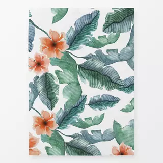 Geschirrtuch Palmwedel und Hibiskus orange