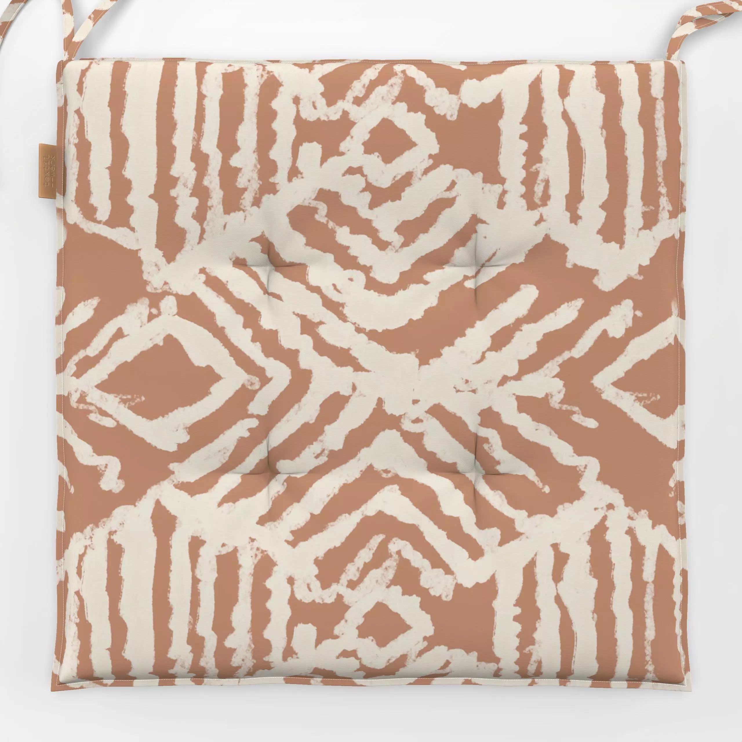 Sitzkissen ETHNO IKAT Braun - Sommer, Symbole & Muster - von „Kruth Design"; Garten, Sommer, Ethno, outdoor, ikat, Balkon, G...