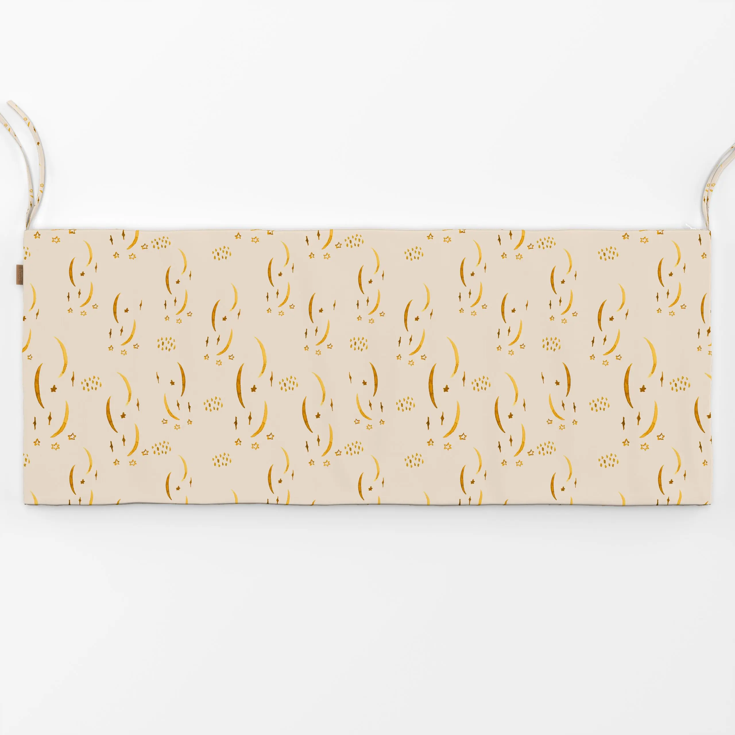 Bankauflage Midsummer MondSterne hellbeige - Sommer, Astronomie & Weltraum - von „Lena Yokota"; Muster, Sterne, Mond, patter...