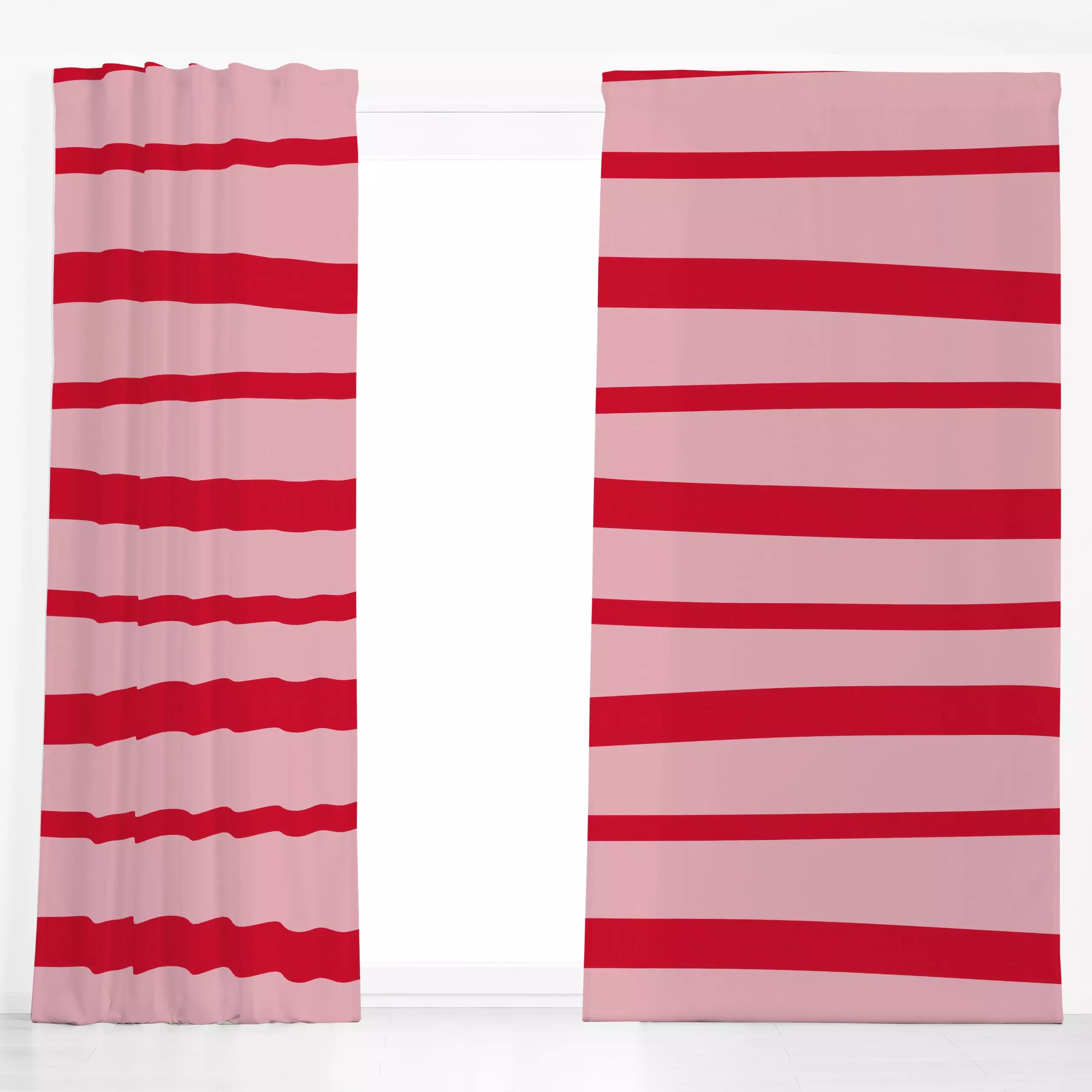Dekovorhang Querstreifen Rot Pink - Sommer, Symbole & Muster, Retro & Vintage - von „Uta Naumann"; boho, Streifen, Retro, mo...