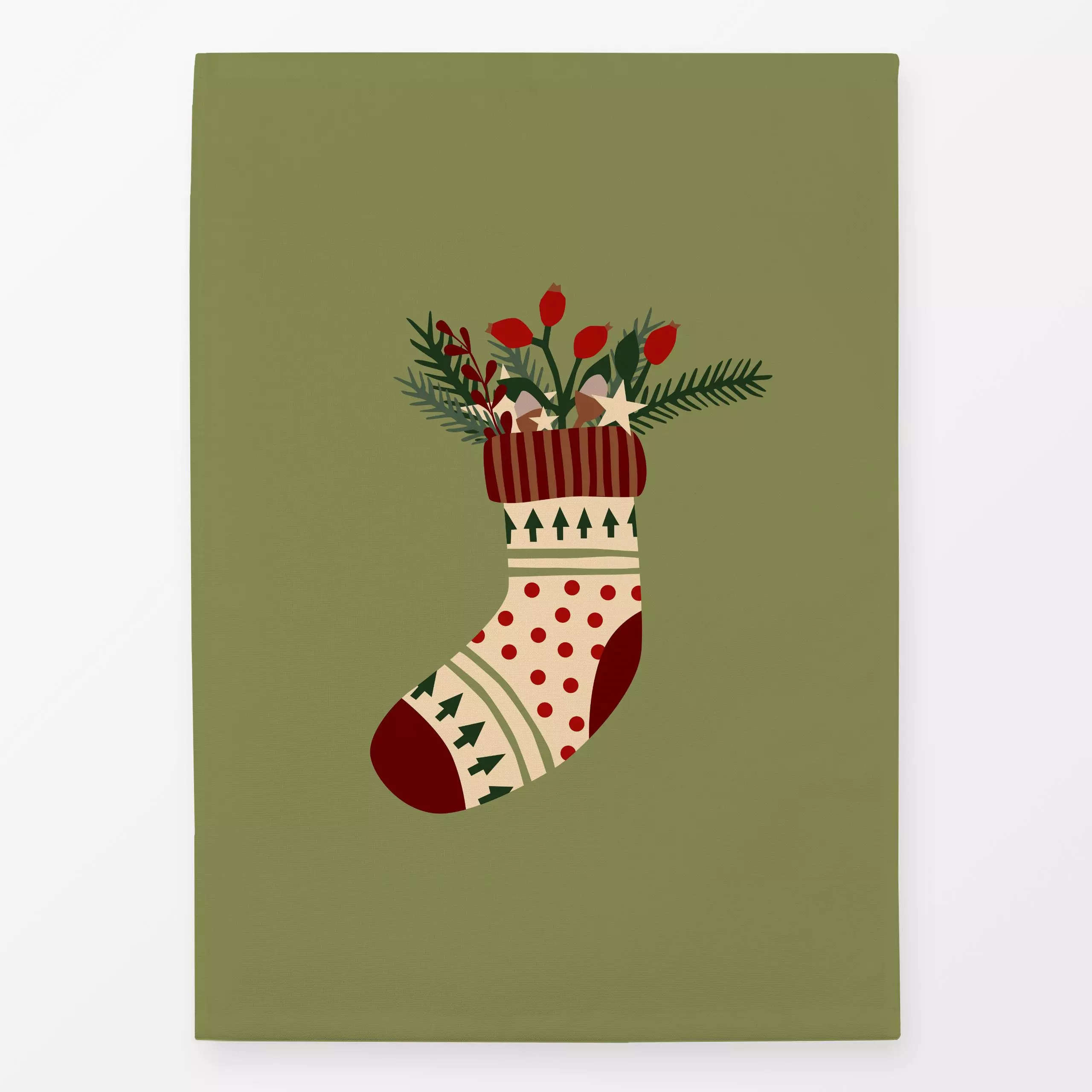 Geschirrtücher Weihnachtssocke - Weihnachten, Winter - von „Kerstin Ax"; Tannenbaum, Weihnachten, Winter, Nikolaus, Eicheln,...
