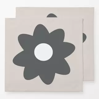 Servietten Große Graue Blume Auf Beige