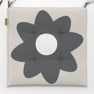 Sitzkissen Große Graue Blume Auf Beige