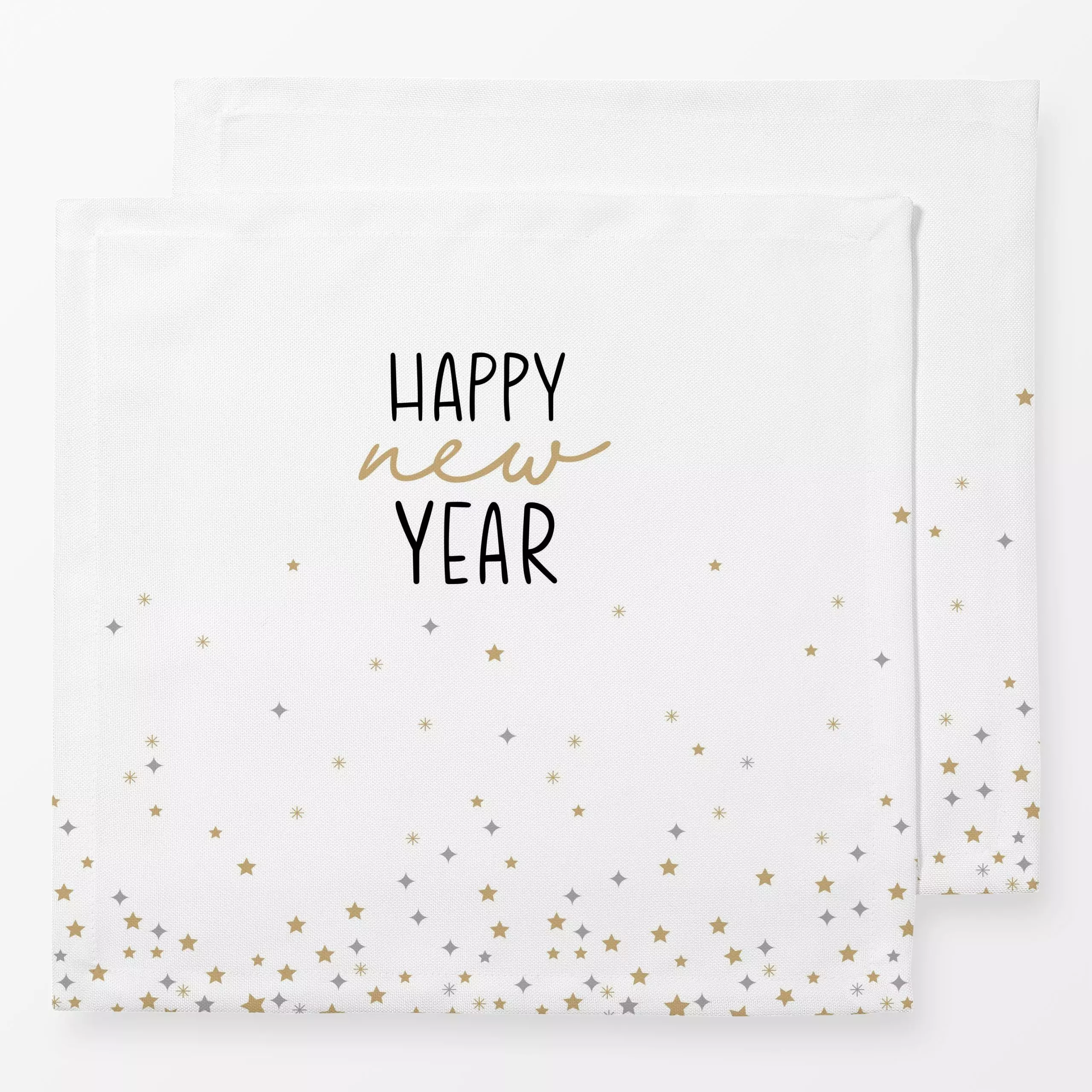 Servietten New Year in Paris white beige - Sprüche & Schriftzüge, Anlässe - von „Carolin Vonhoff"; schwarz, Sterne, beige, W...