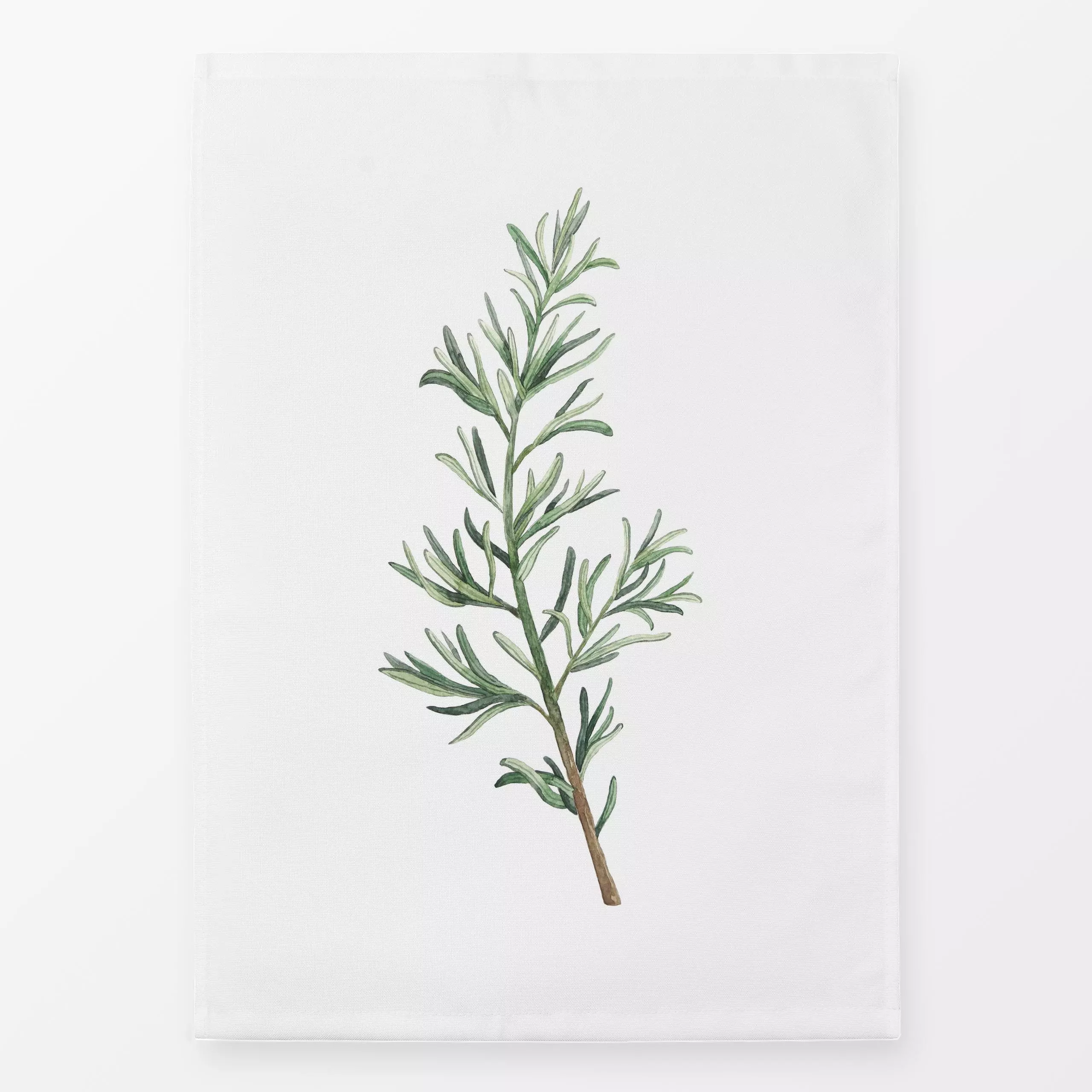 Geschirrtücher Rosmarinzweig weiß - Pflanzen & Botanik - von „Karen Menzenbach"; Aquarell, Zweig, Natur, Pflanzen, Kräuter, ...