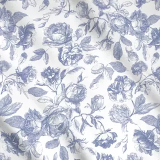 Meterware Blaue Rosen - Toile DeJouy