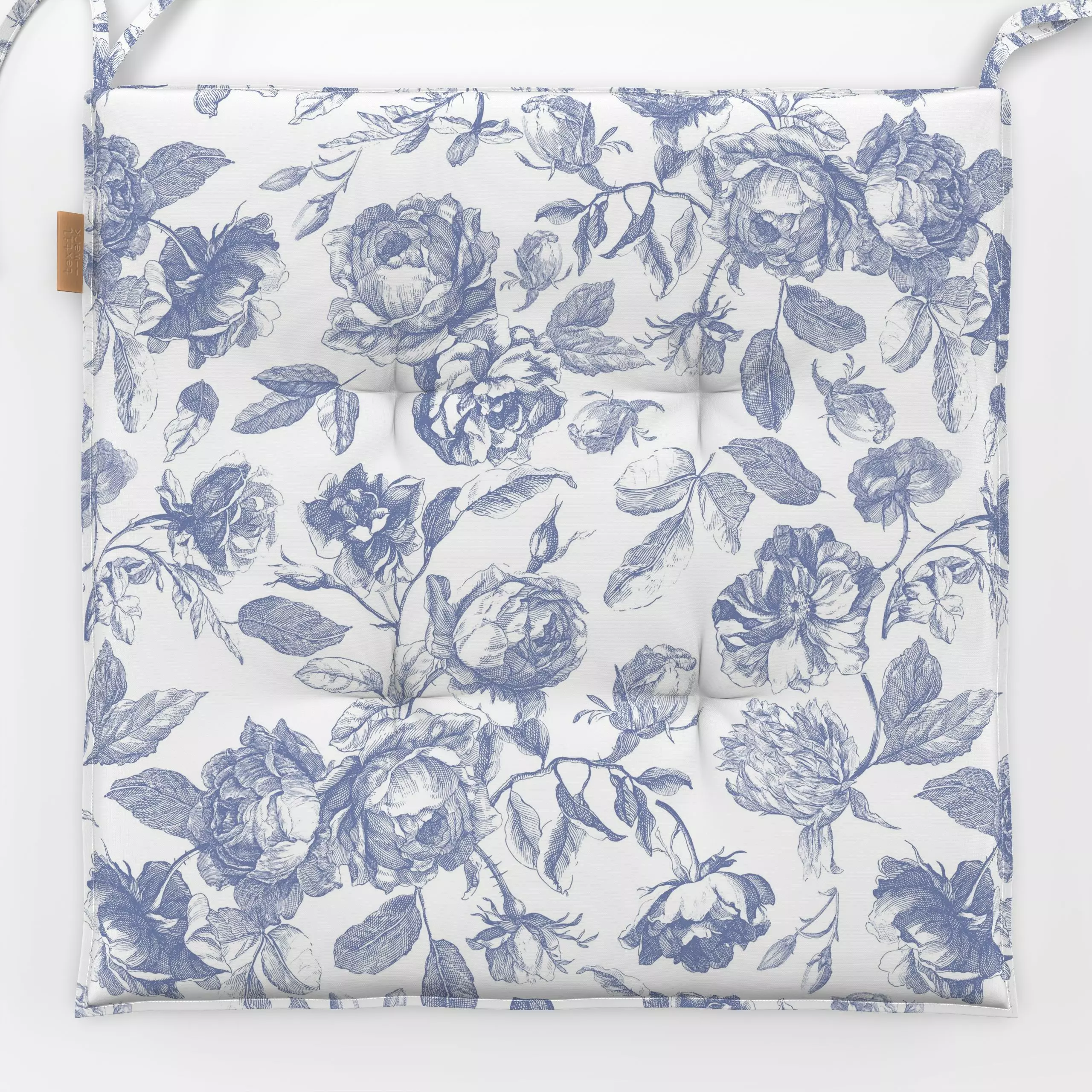 Sitzkissen Blaue Rosen - Toile DeJouy - Blumen & Florales, Pflanzen & Botanik, Retro & Vintage - von „Uta Naumann"; Blumen, ...