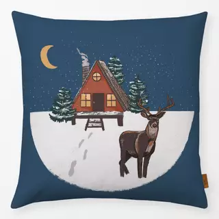 Kissen Winter Illustration mit Hirsch