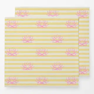 Servietten Lotus Blüte gestreift gelb