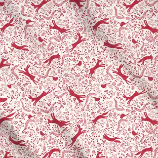 Meterware Reh Fuchs & Hase rot