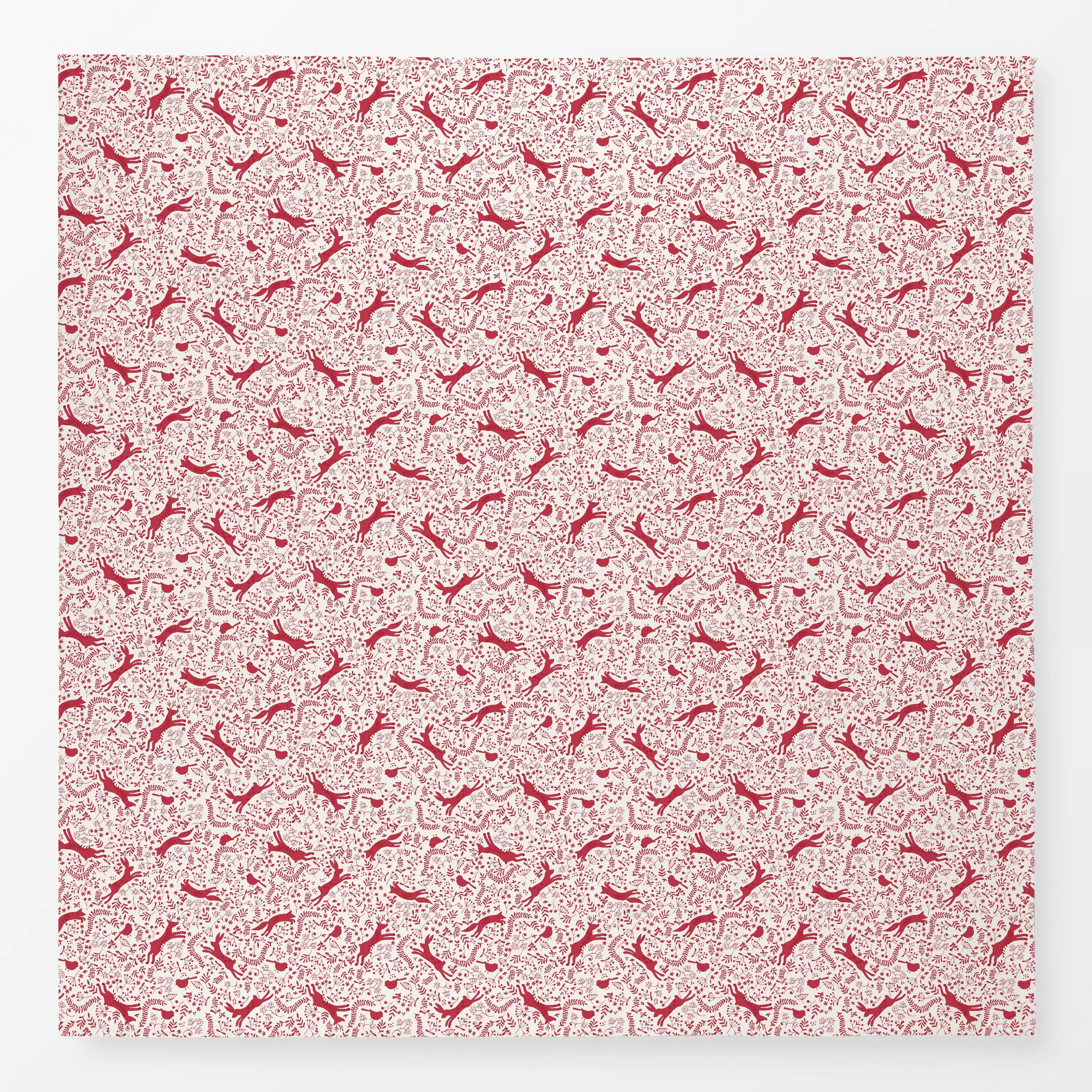 Tischdecke Reh Fuchs & Hase rot - Tiere, Weihnachten - von „Andrea Liesert"; Muster, kleingemustert, Wildblumen, Hase, Fuchs...