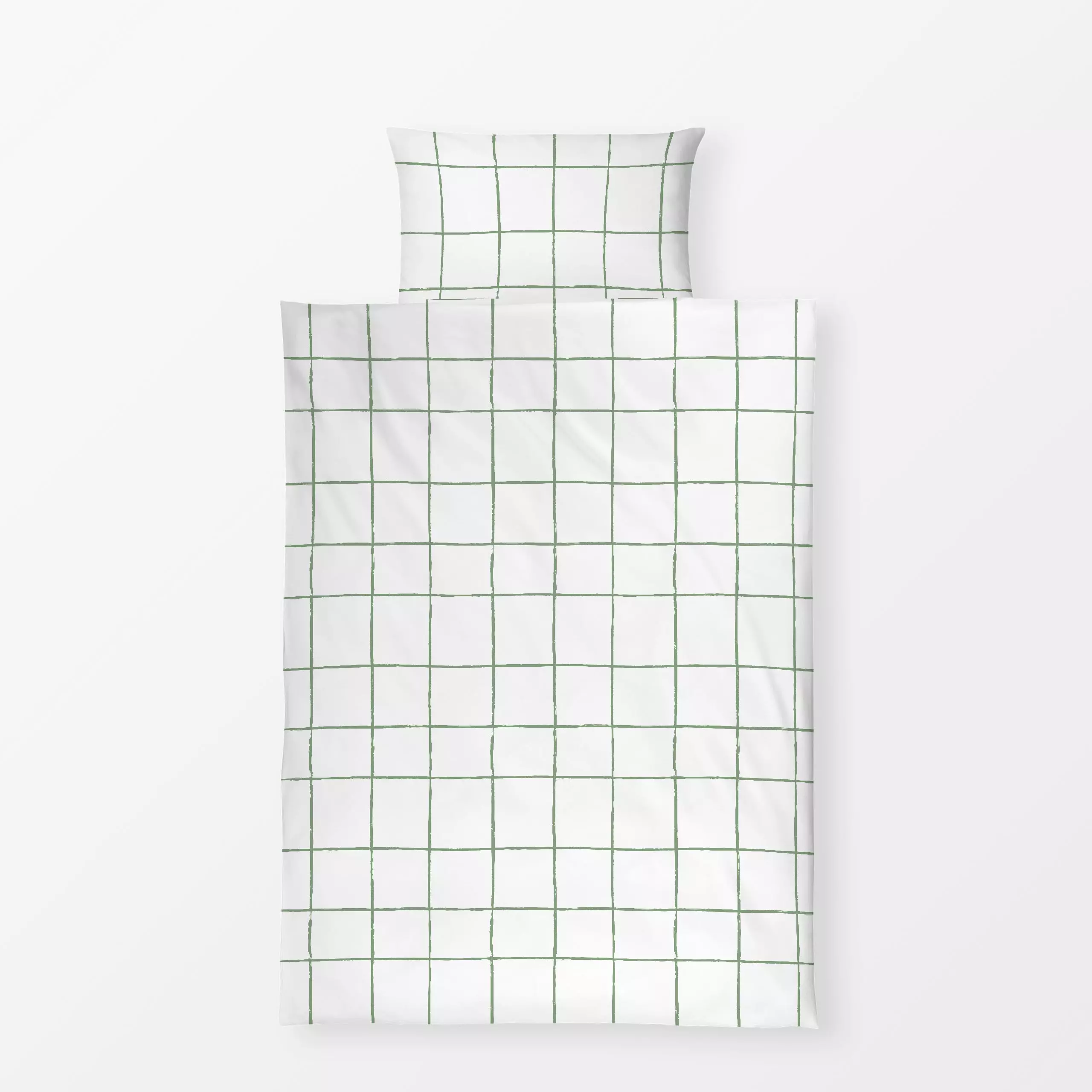 Bettwäsche Grid White - Symbole & Muster - von „Barlena"; Muster, minimal, linie, Linien, Pinselstrich, modern, Karo, minima...