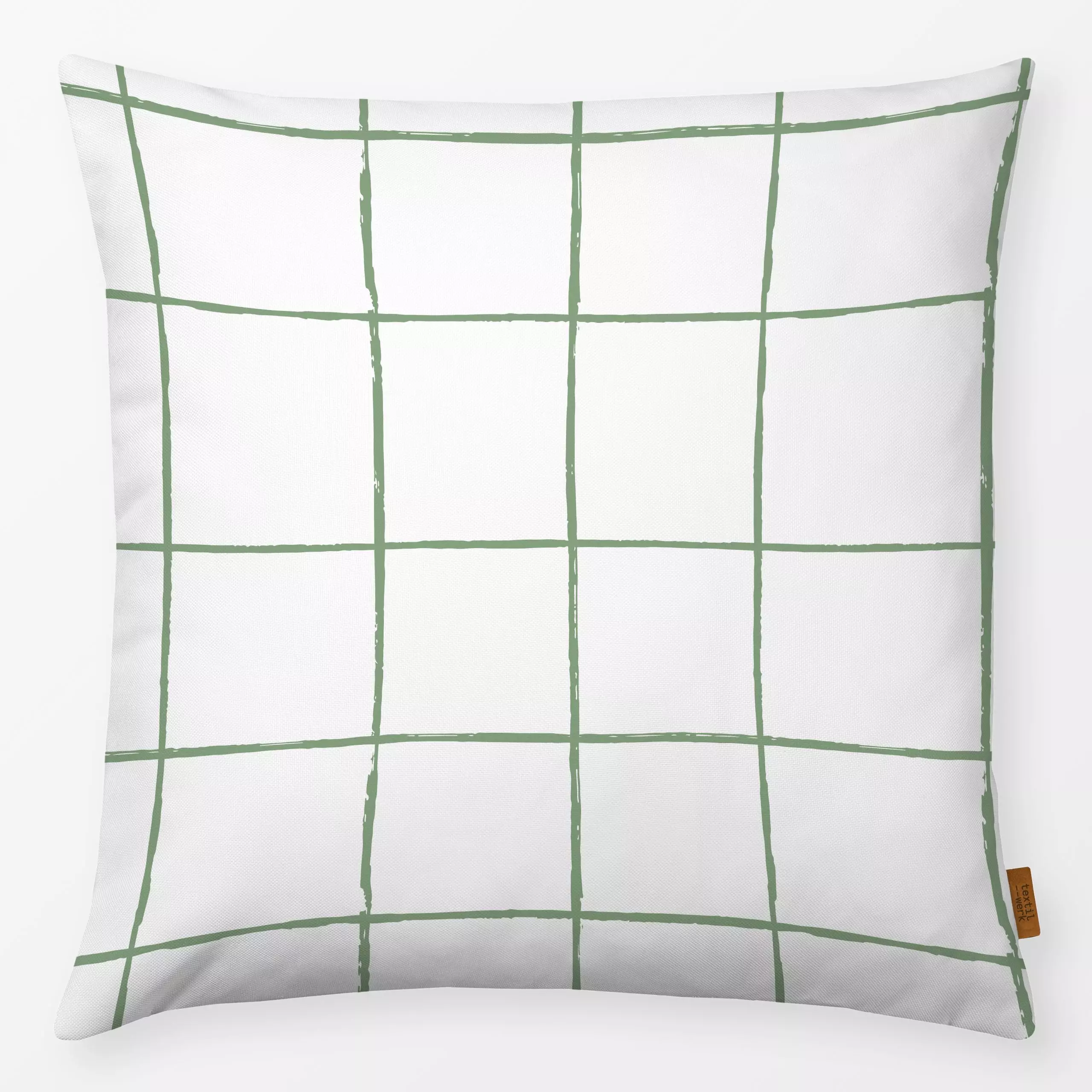 Kissen Grid White - Symbole & Muster - von „Barlena“; Muster, minimal, linie, Linien, Pinselstrich, modern, Karo, minimalist...