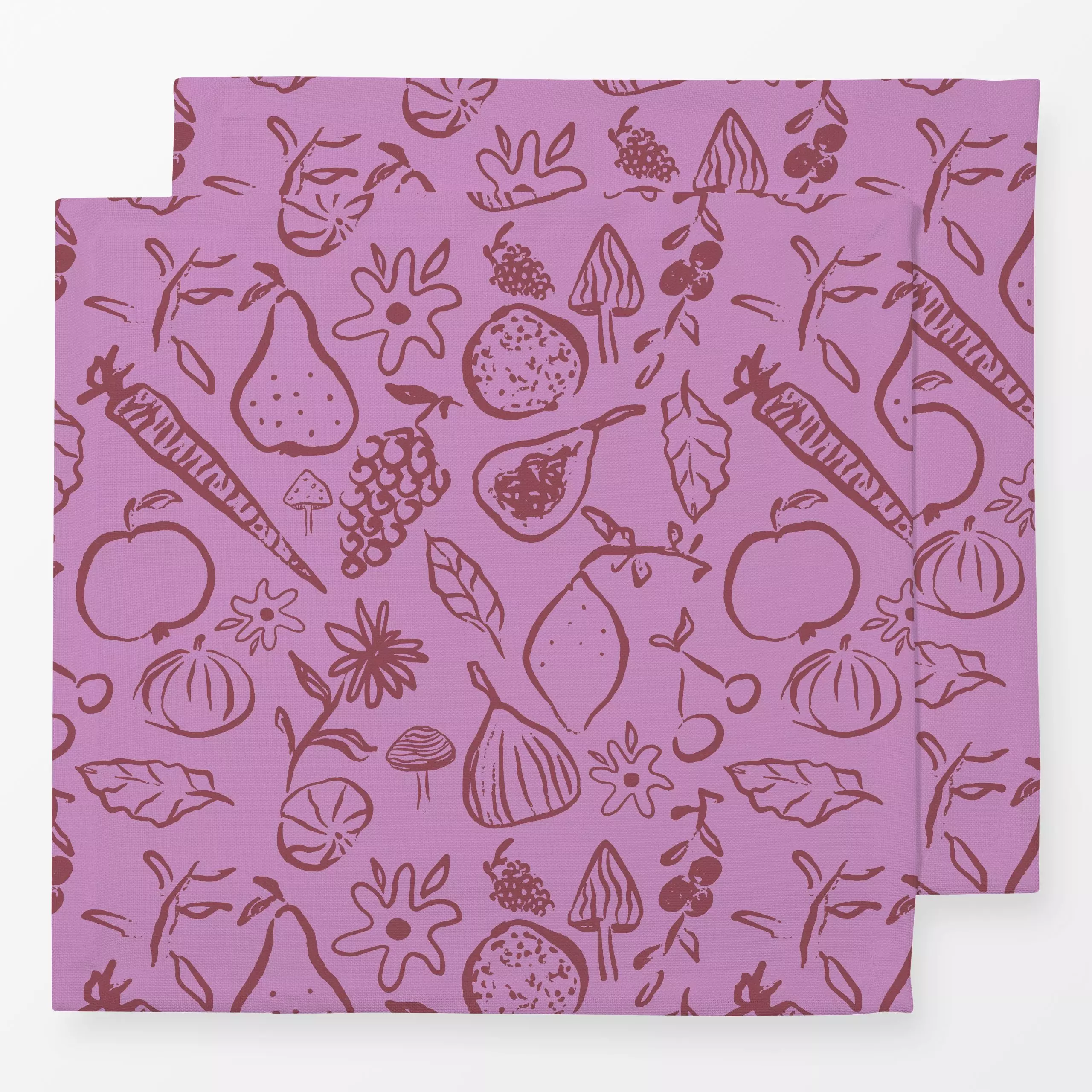 Servietten Herbst Gaben Lila - von „Patries Elisabeth"; Obst, Zeichnung, Feige, Herbst, pilze, Kochen, Gemuese, Linienkunst,...