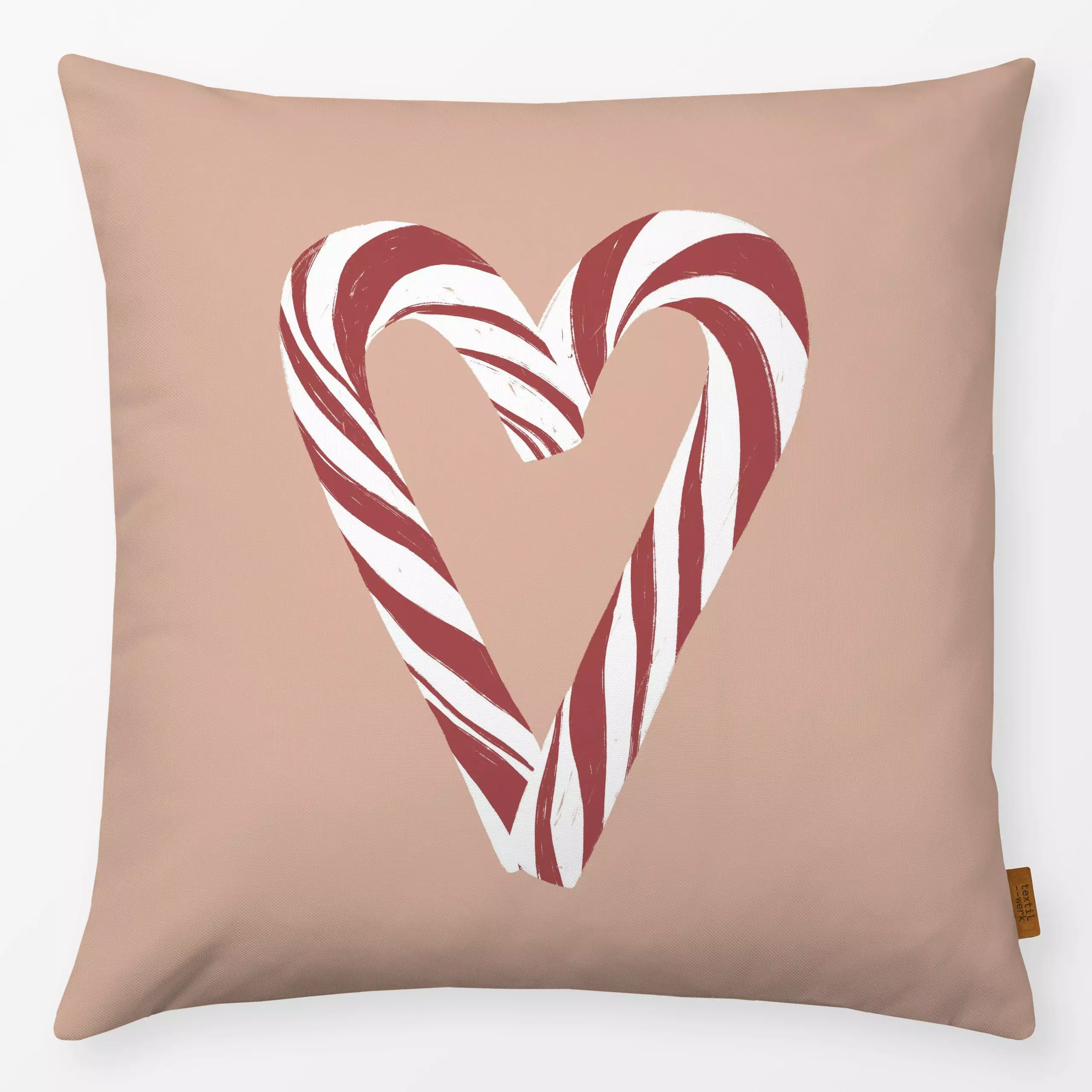 Kissen Candy Cane Heart - Weihnachten, Anlässe - von „Barlena"; minimal, Süßigkeiten, Weihnachten, modern, Scandinavian, wei...
