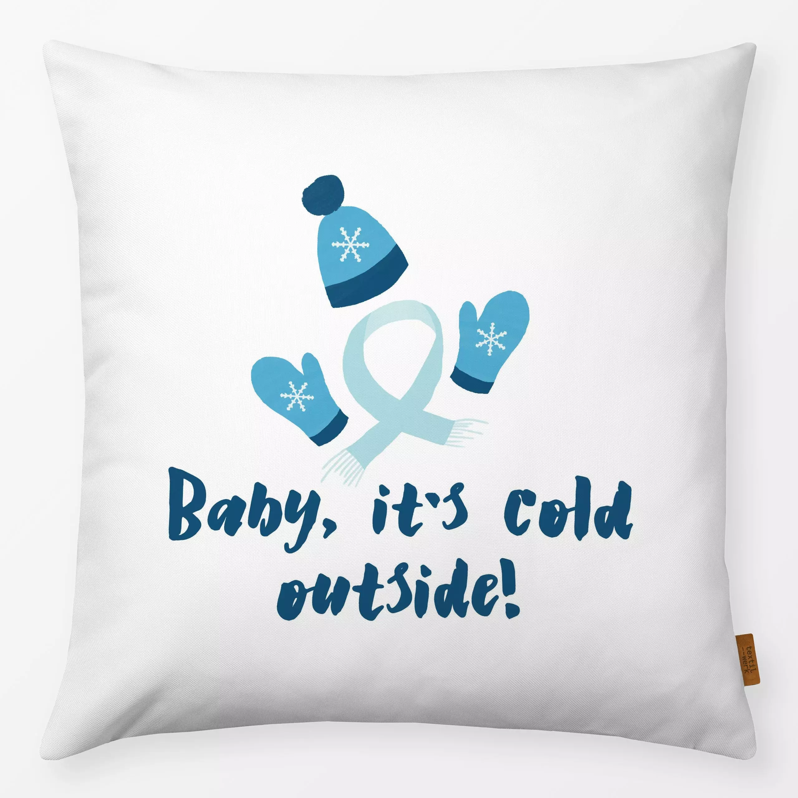 Kissen Mütze Schal Handschuhe - Sprüche & Schriftzüge, Winter - von „Kathrin Löffler"; Lettering, handschuhe, schal, winterk...