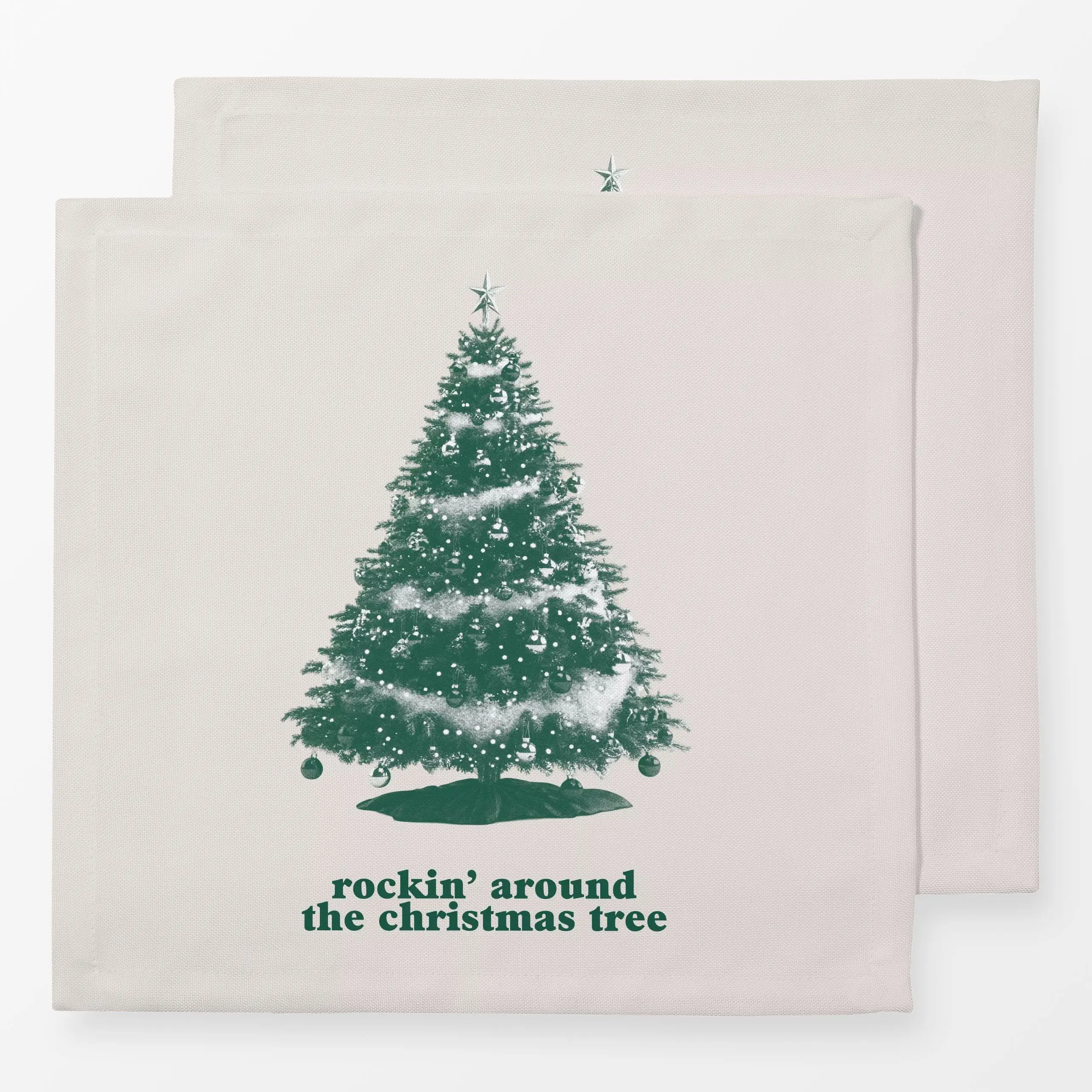 Servietten Around the Christmas Tree - Weihnachten, Winter - von „textilwerk"; Retro, Merry Christmas, Weihnachtsbaum, Gesch...